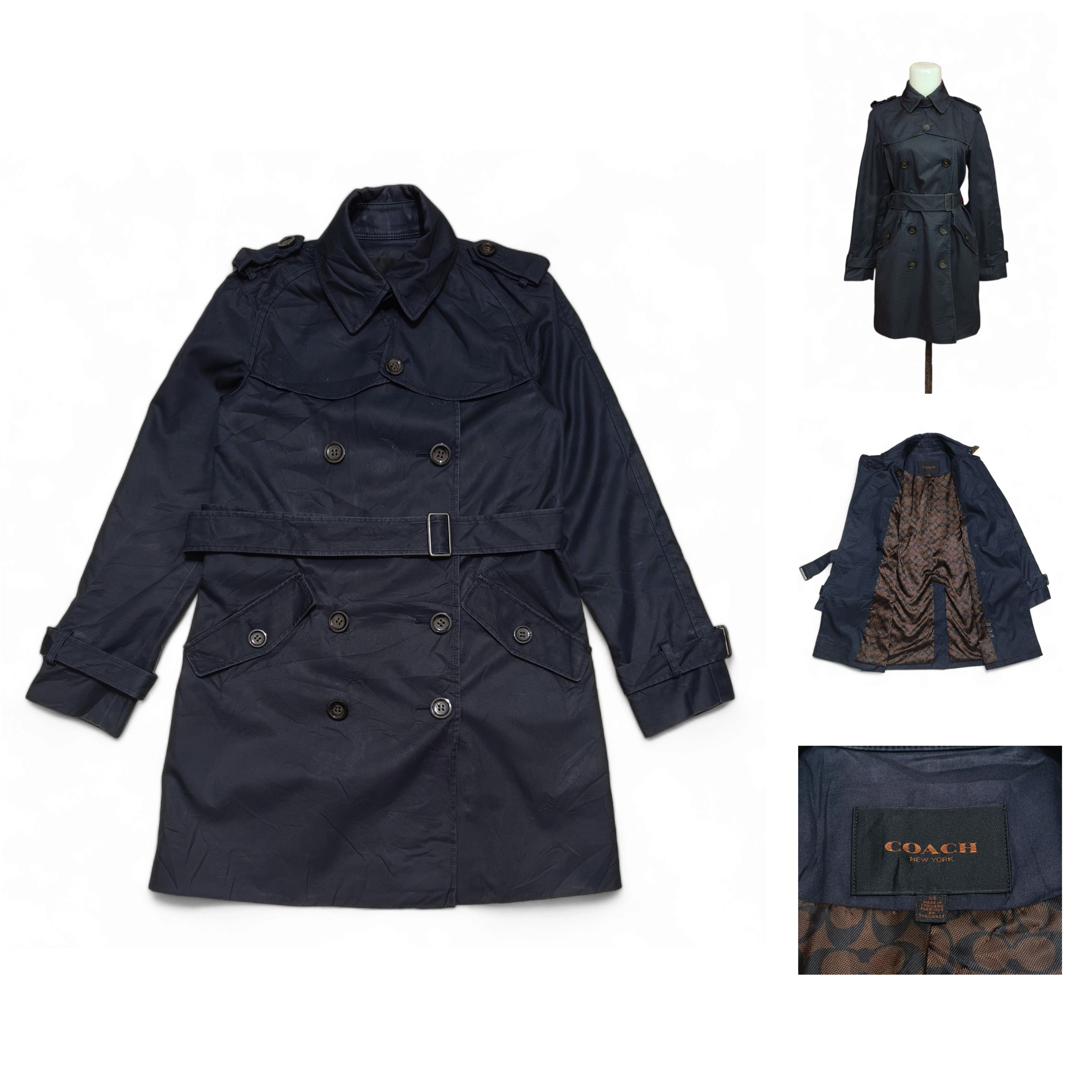 Coach Vintage COACH New York Navy Belted Trench Coat Size XS / US 0-2 / IT 36-38 - 1 Thumbnail