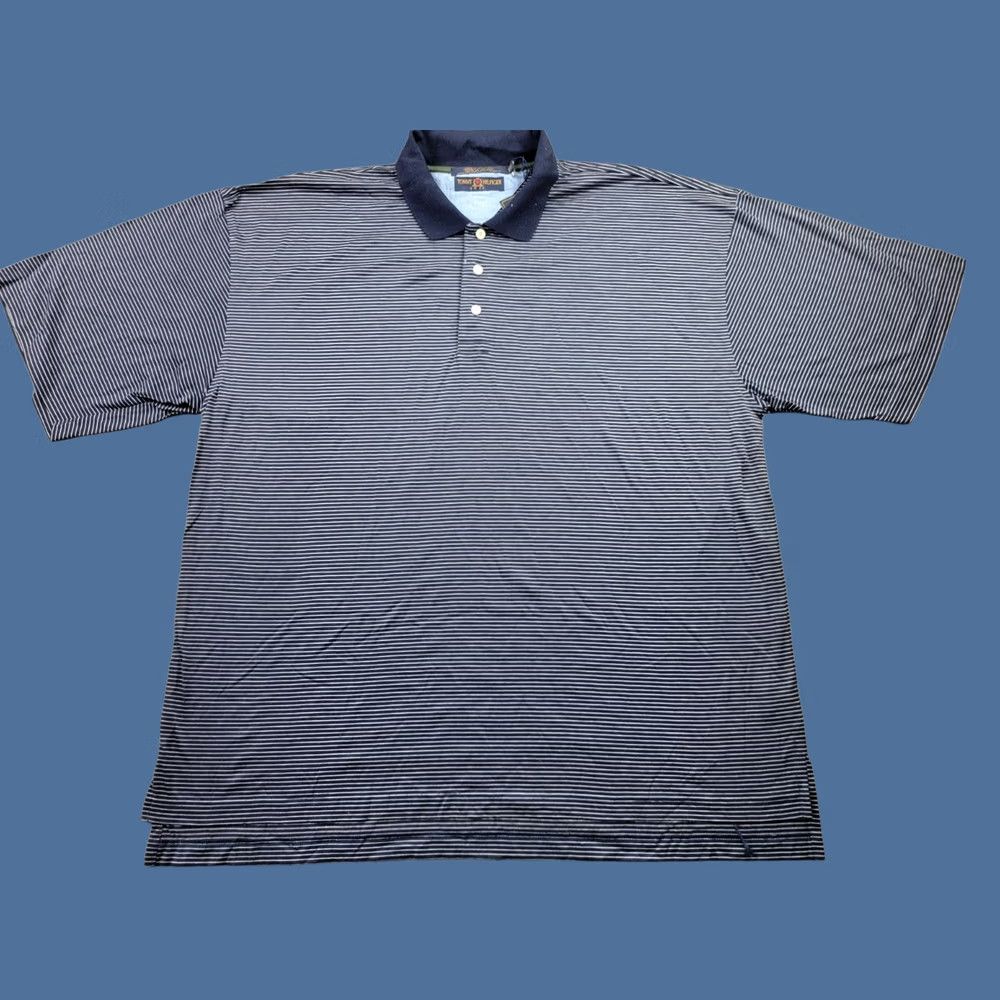 Tommy Hilfiger VINTAGE Tommy Hilfiger Golf Polo Shirt Men’s XXL Navy Striped Short Sleeve Cotton Lisle Classic Golf 2XL Mens Size US XXL / EU 58 / 5 - 1 Thumbnail