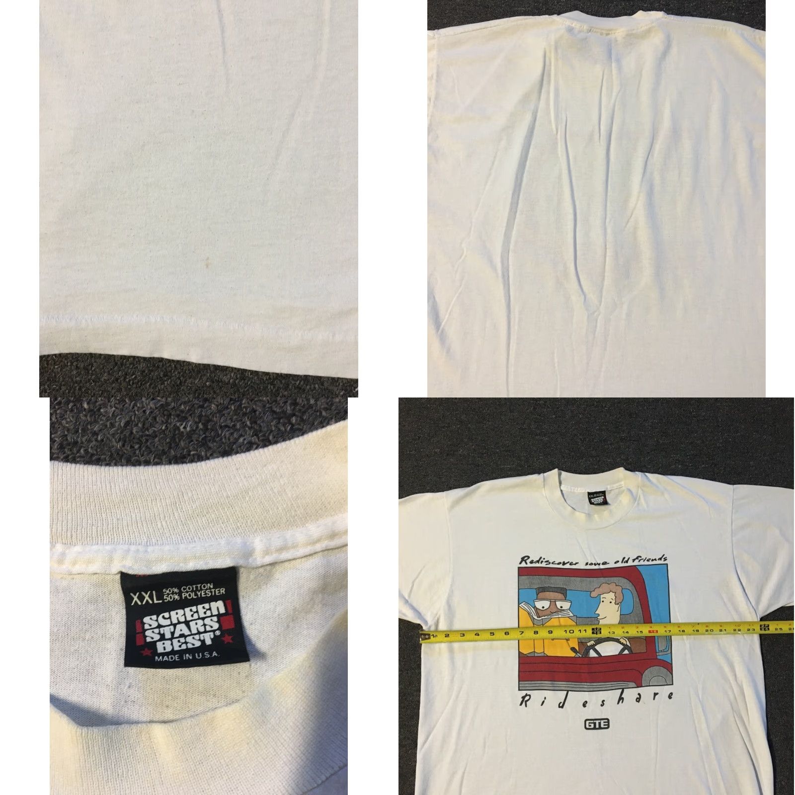 Vintage VINTAGE GTE Shirt XL 2XL White Carpool 90s 80s Retro Distressed Single Stitch Driving Cartoon Graphic Mens Shirts Size US XXL / EU 58 / 5 - 8 Thumbnail