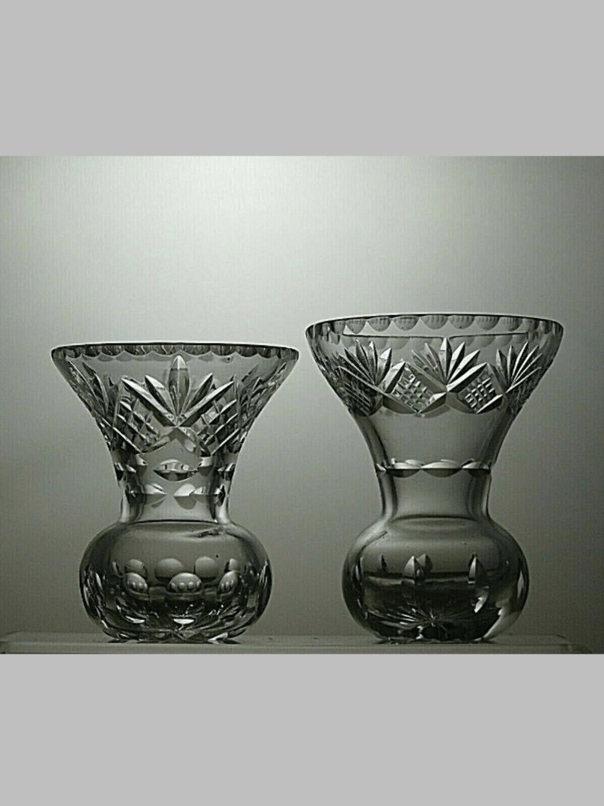 The Unbranded Brand Cut Glass Lead Crystal Set Of 2 Small Vases 4 1/2" Size ONE SIZE - 1 Thumbnail