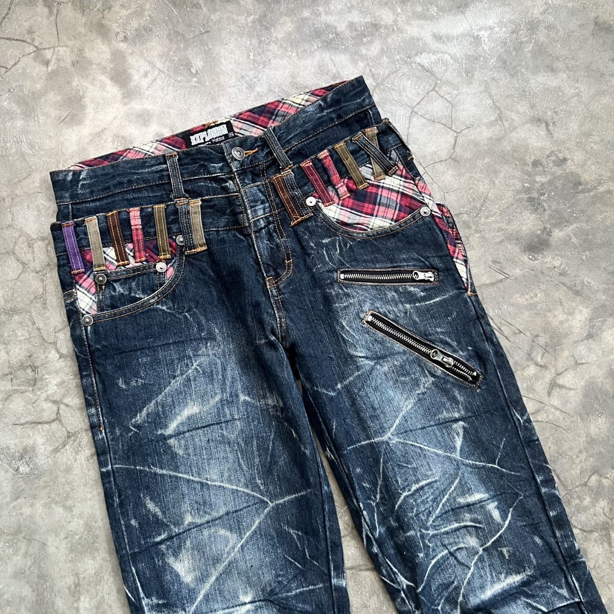 If Six Was Nine 2000s Exploison by Nylaus Double Waist Distressed Jeans Size US 30 / EU 46 - 4 Thumbnail