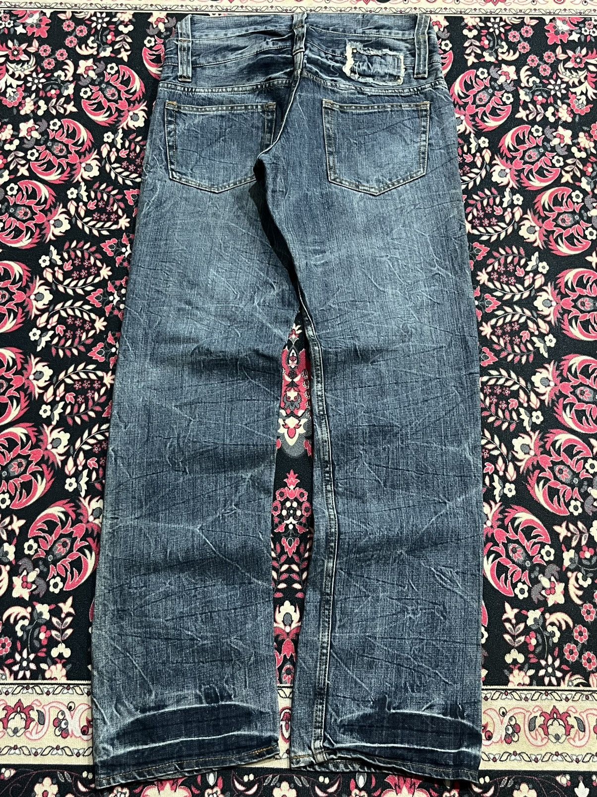 Hysteric Glamour Japanese Brand Daily News Double Waist Distressed Blue Jeans Size US 33 - 2 Thumbnail