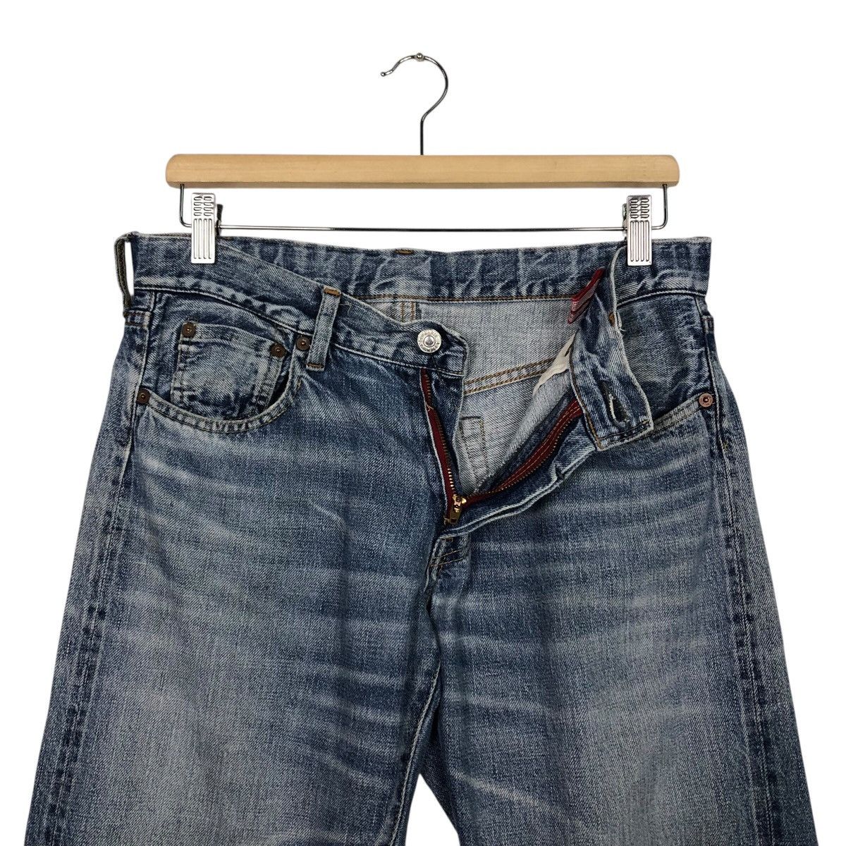 Japanese Brand Denim & Dungaree Distressed Straight Fit Sanforized Denim Size 32" / US 10 / IT 46 - 19 Thumbnail