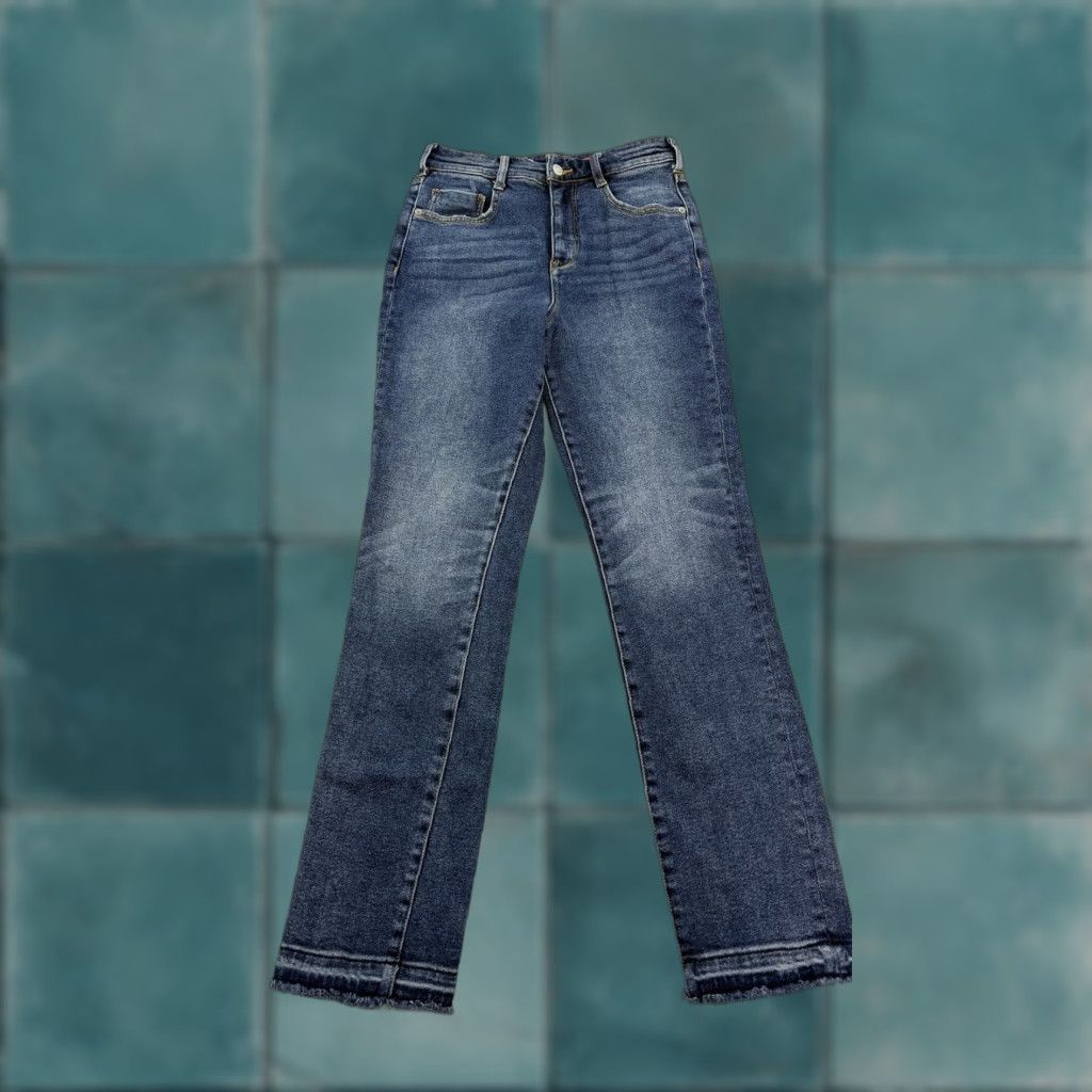 Vintage Pilcro Anthropologie Jeans Womens 26 Blue The Cigarette Slim Straight Denim Raw Hem Stretch Size 26" / US 2 / IT 38 - 1 Thumbnail