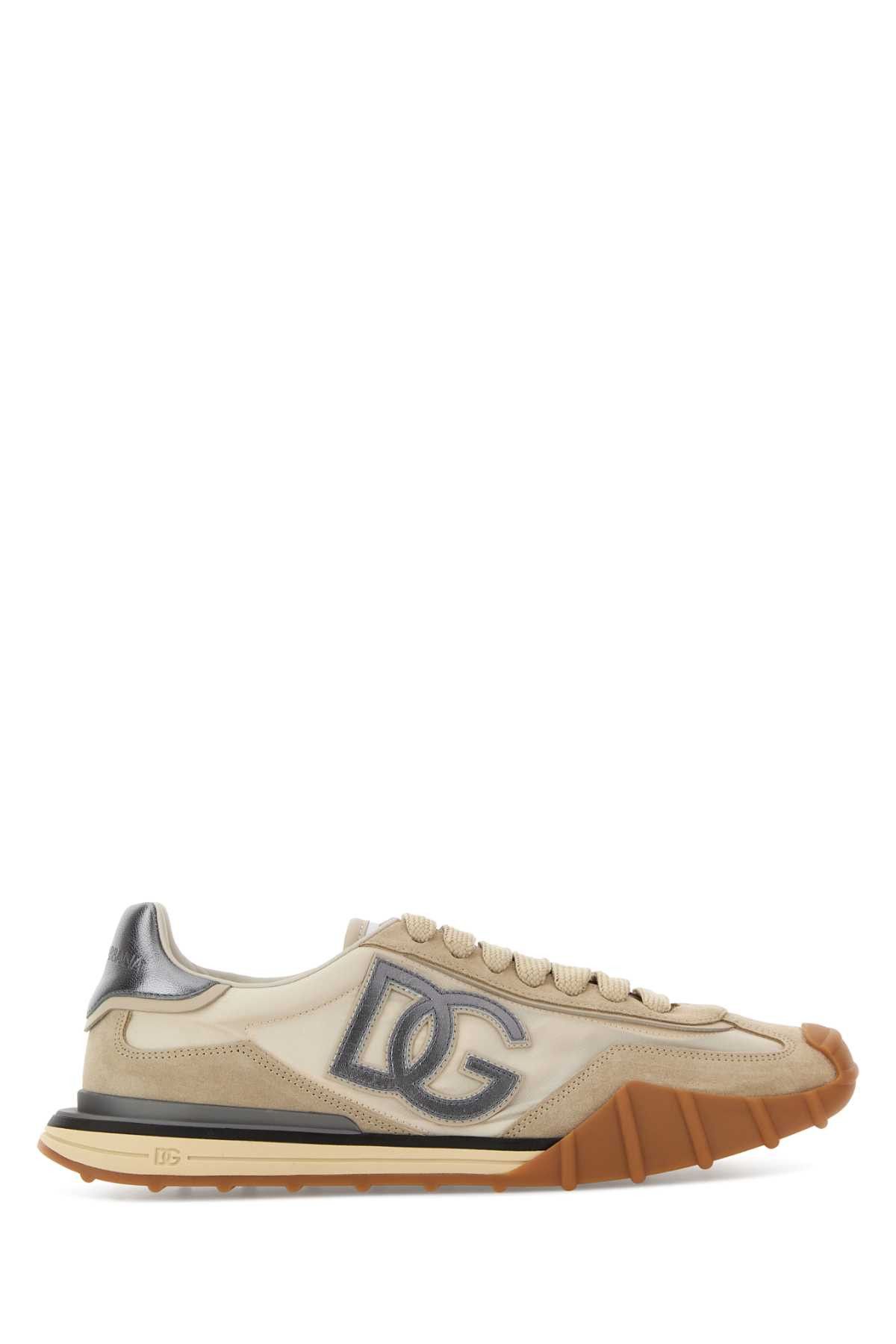 Dolce & Gabbana Beige Fabric And Suede Athletic Sneakers Size US 12 / EU 45 - 1 Thumbnail