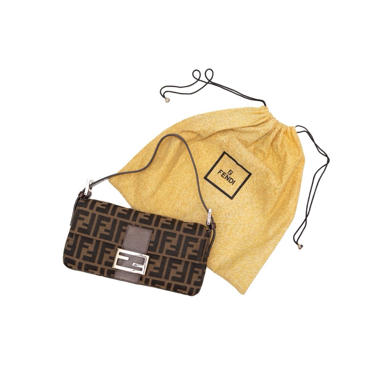VTG Fendi Mamma Zucca Monogram Baguette Shoulder Bag Brown, Women's