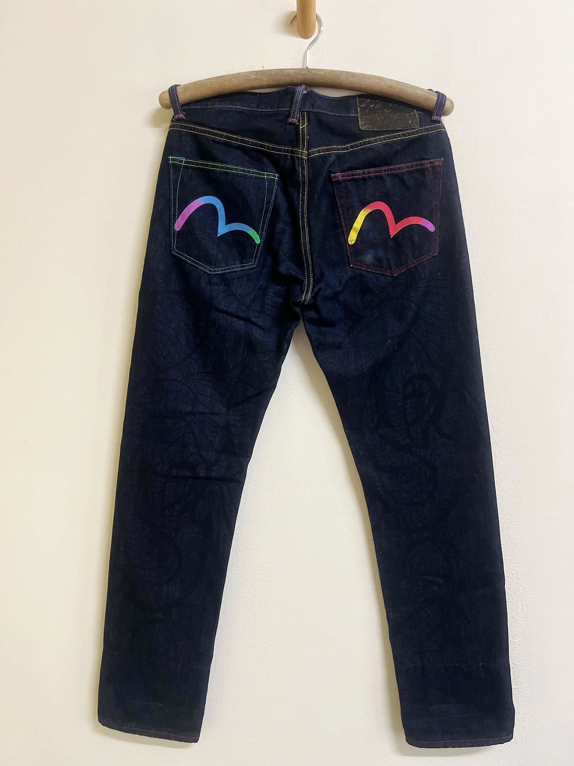 Japanese Brand Evisu Custom Made Tribal Art Jeans Colourful Button Fly Size US 31 - 9 Thumbnail