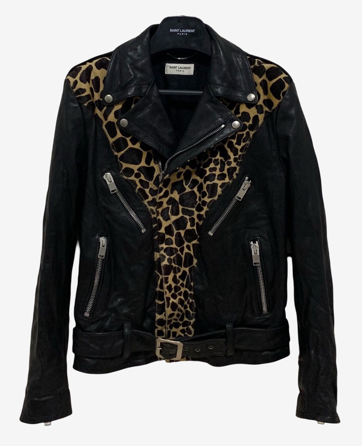 Saint Laurent Paris Saint Laurent Paris FW14 Leo & Leather Jacket Sz.48 Size US M / EU 48-50 / 2 - 2 Thumbnail
