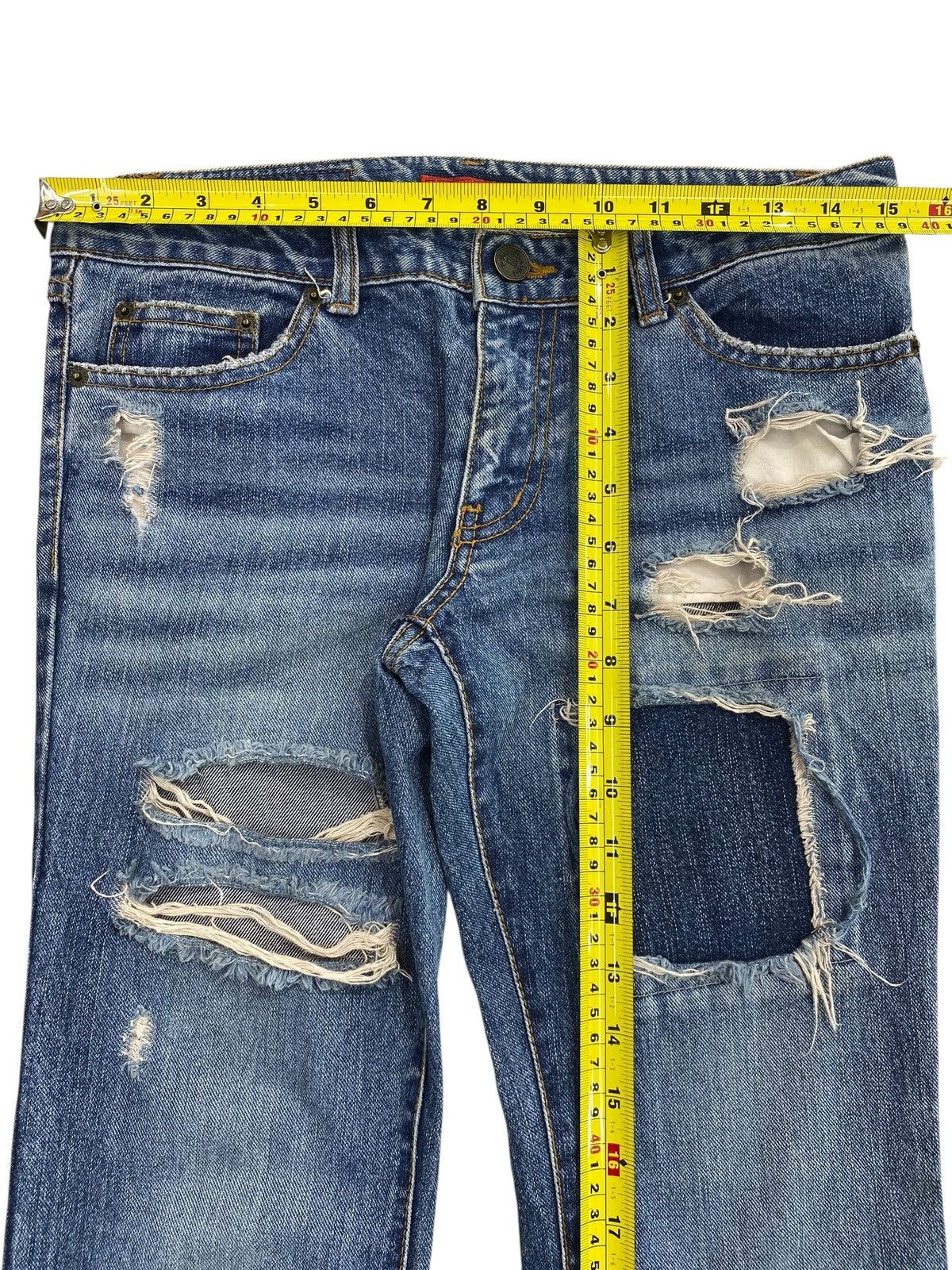 Japanese Brand Japanese Brand Blue Wash Distress Patch Style Flare Jeans Size US 30 / EU 46 - 9 Thumbnail