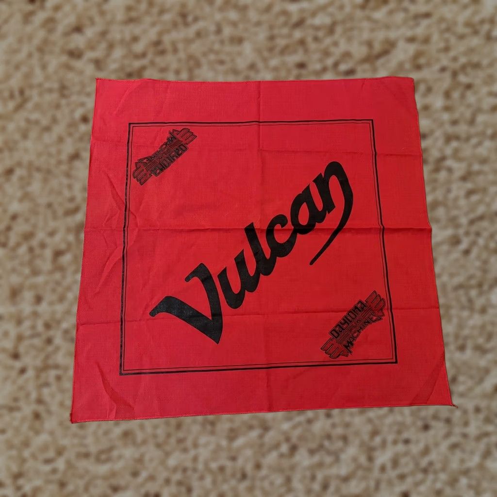 Vintage Kawasaki Vulcan Daytona Fun Machines Motorcycle Bike Week Bandana Handkerchief Red Adult Unisex Size ONE SIZE - 1 Thumbnail