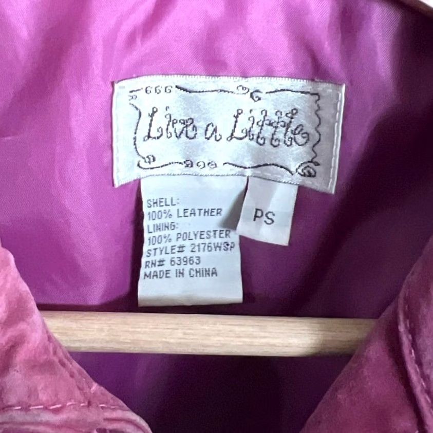 Olive VINTAGE Live A Little Jacket Pink Leather Button PS XS Womens Jacket Size XS / US 0-2 / IT 36-38 - 4 Thumbnail