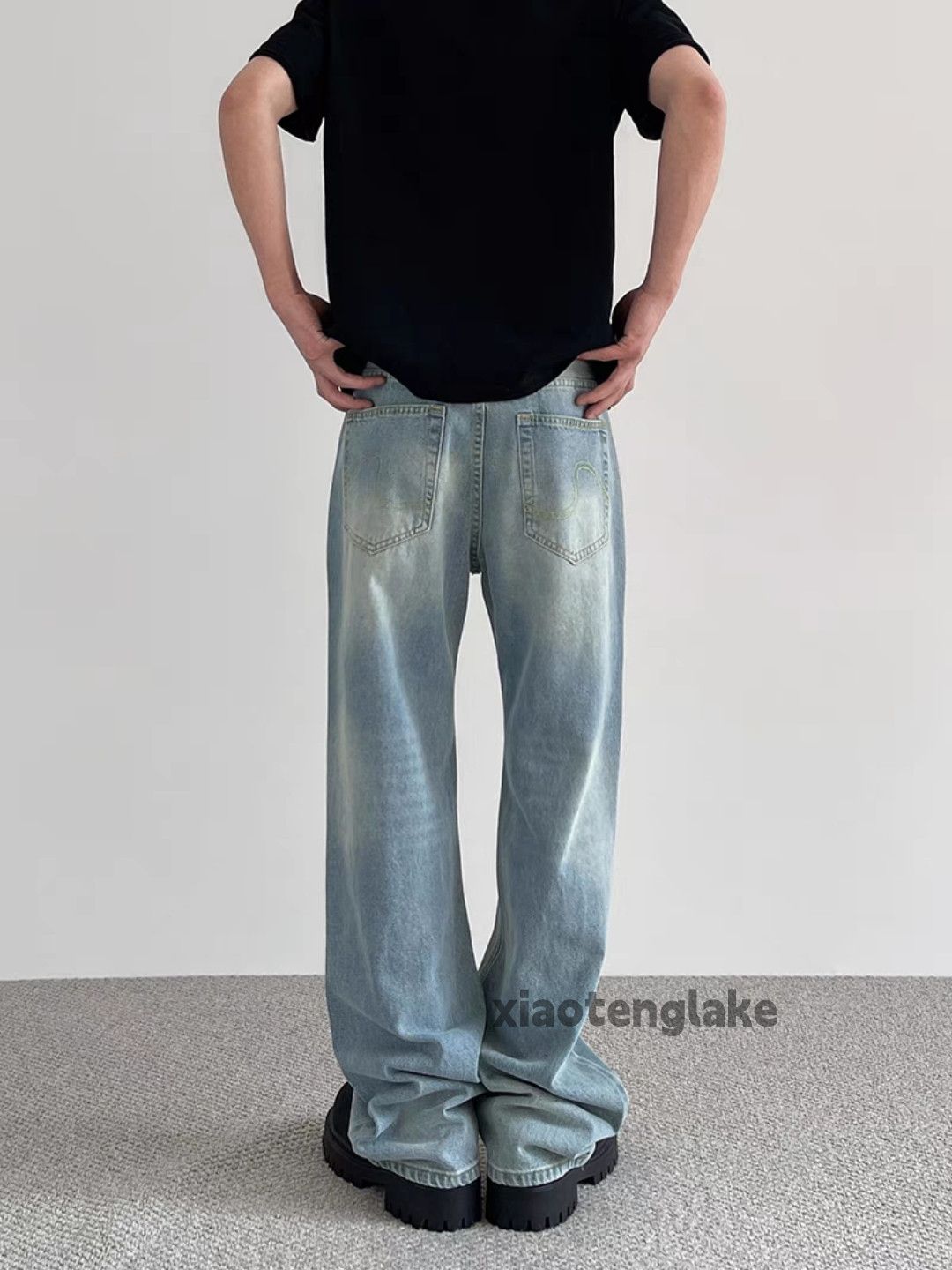 Jean × Vintage washed faded loose baggy skate outdoor cleanfit jeans Size US 34 / EU 50 - 1 Thumbnail