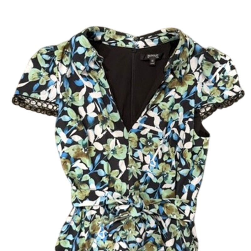 Badgley Mischka Badgley Mischka Blue Floral Collared Sheath, Size US 10 Size L / US 10 / IT 46 - 5 Thumbnail