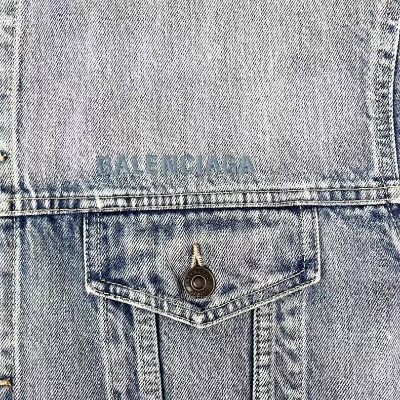 Balenciaga Balenciaga Light Blue Washed Distressed Embroidered Letter Size US XS / EU 42 / 0 - 4 Thumbnail
