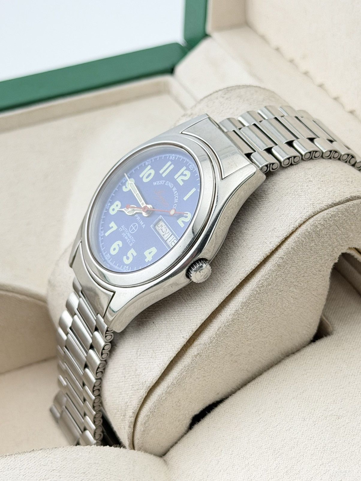 West End Watch Co. West End Sowar Prima Vintage Automatic Blue Dial Watch Size 36 - 6 Thumbnail