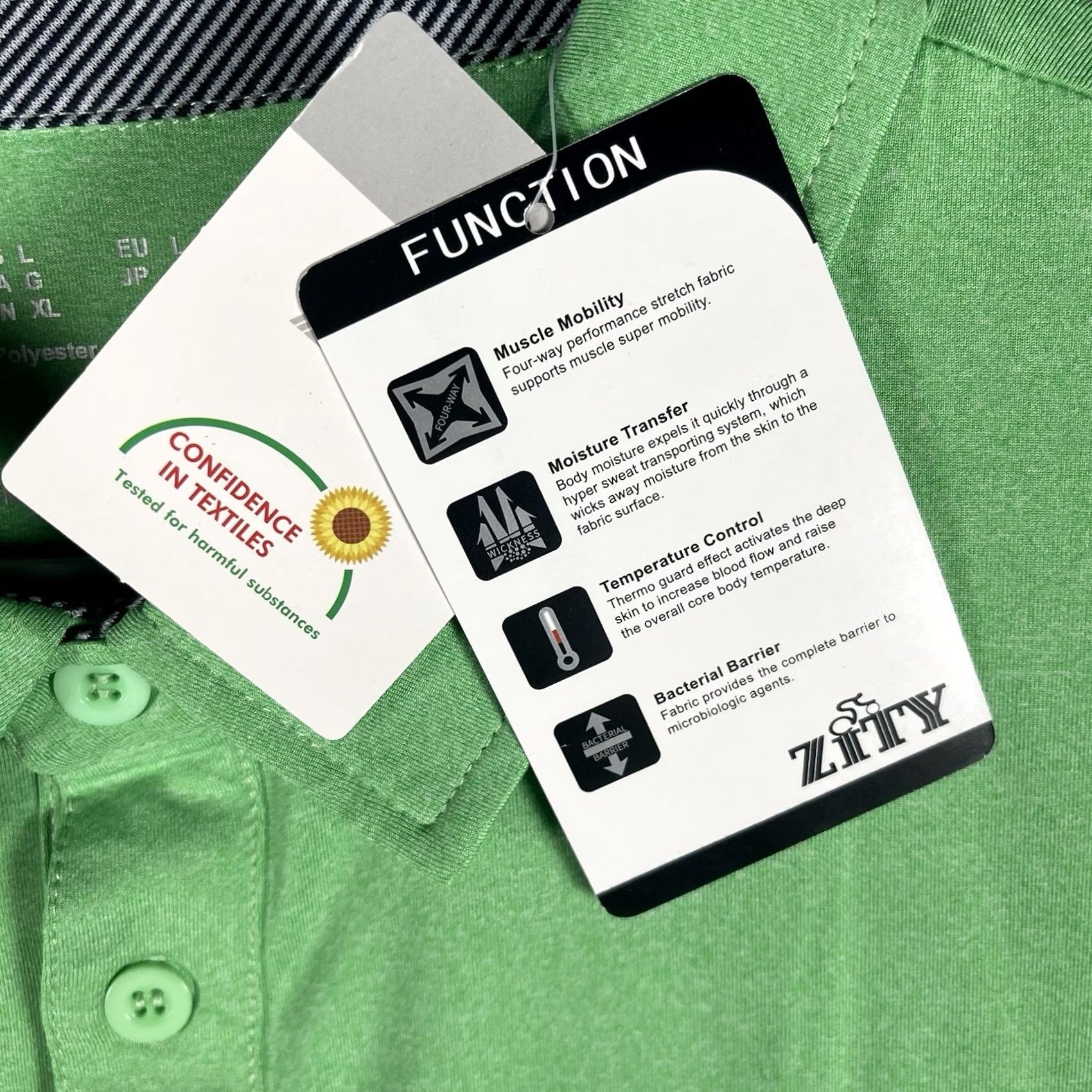 Vintage Zity Polo Shirt Mens Large Green Moisture Wick Bacterial Barrier Golf NWT Size US L / EU 52-54 / 3 - 6 Thumbnail