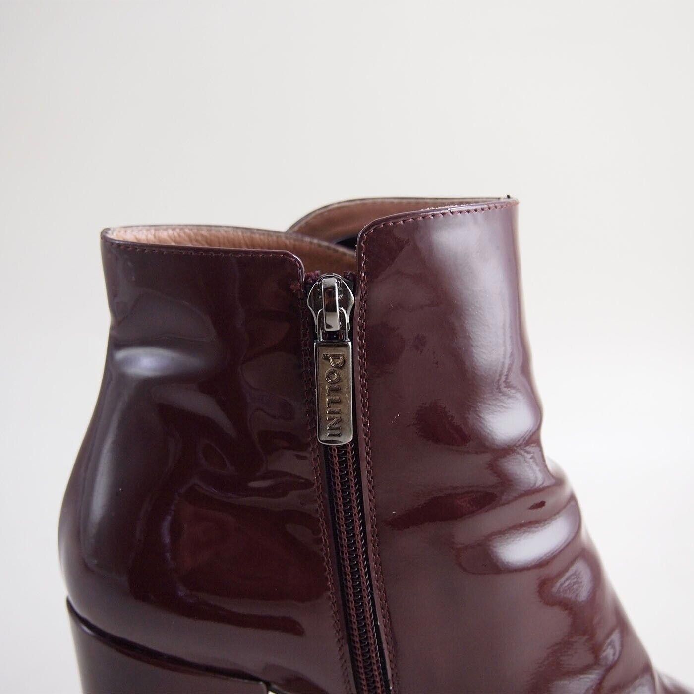 Pollini Pollini Boots Mid Heel Burgundy Patent Leather US 9 EU 39 Size US 9 / IT 39 - 5 Thumbnail