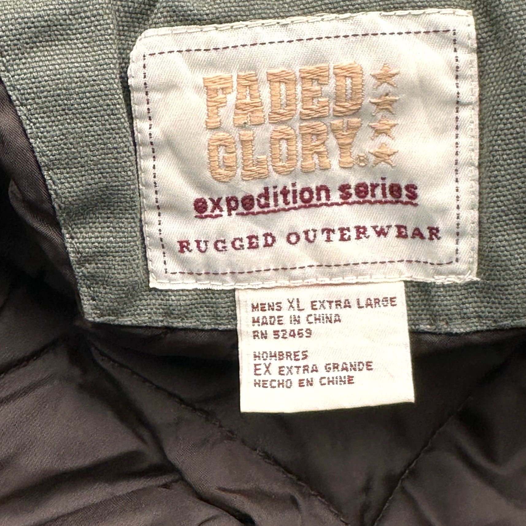 Faded Glory VINTAGE Faded Glory Expedition Series Quilt Lined Duck Canvas Barn Chore Coat Jacket XL Green Jacket/Coat Long Zip, Snap Mens XL Green Size US XXL / EU 58 / 5 - 4 Thumbnail