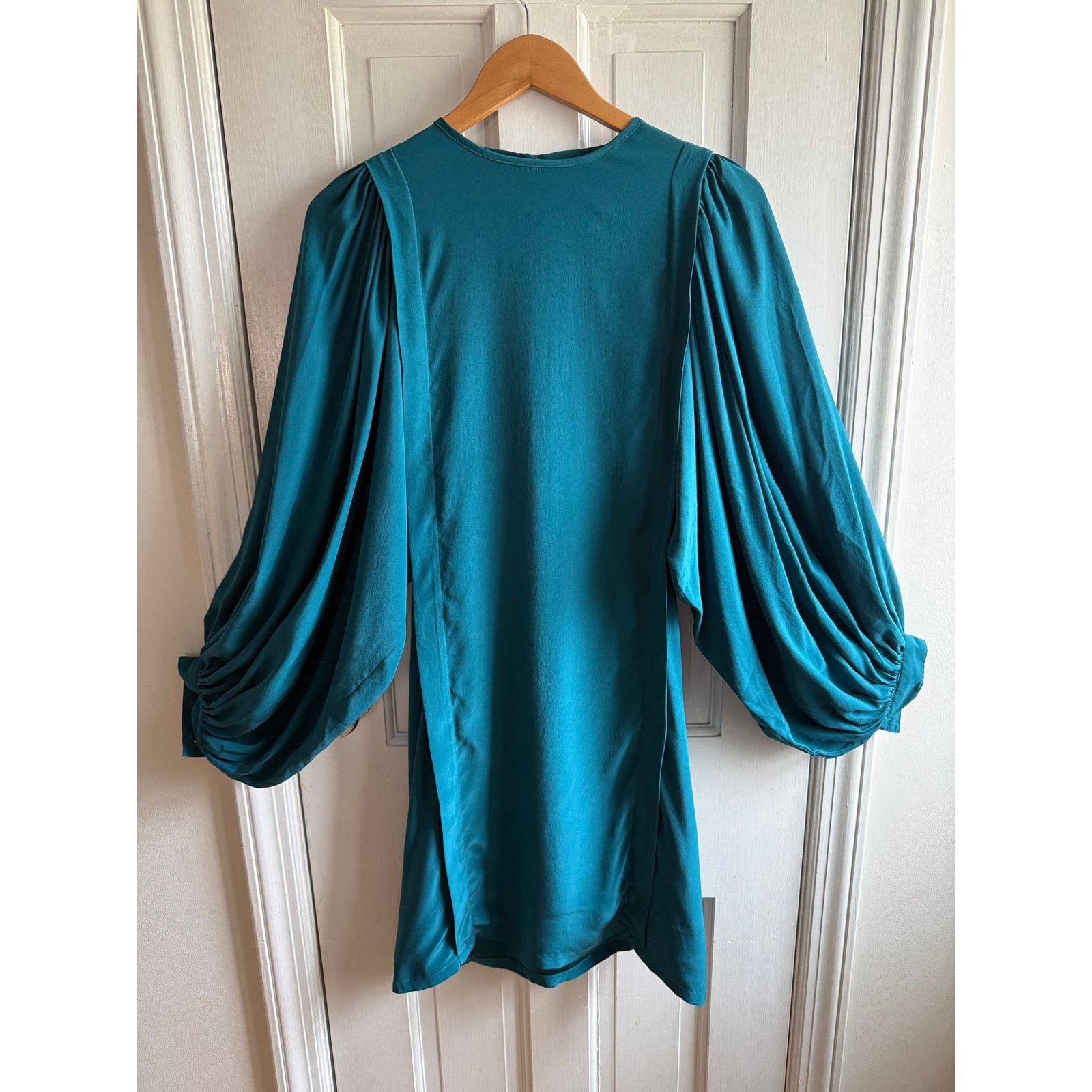 Other Linus Emerald Green 100% Silk Mini Dress - Balloon Sleeve Size S / US 4 / IT 40 - 1 Thumbnail