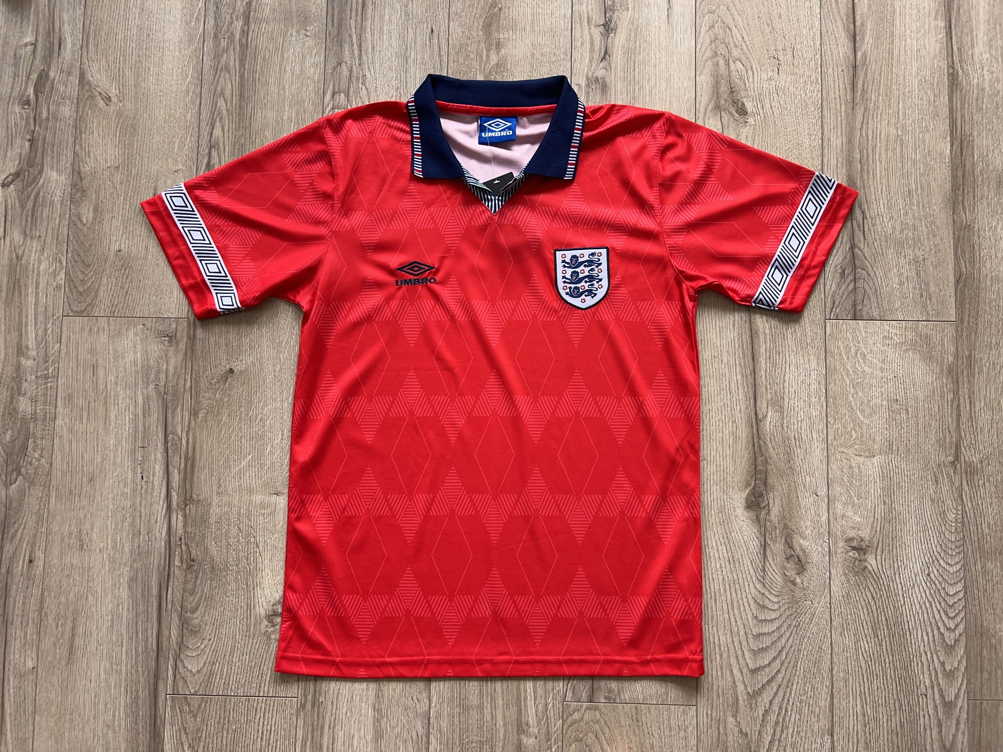 Umbro England National Team 1992 1993 Reproduction T Shirt Jersey Size US L / EU 52-54 / 3 - 1 Thumbnail