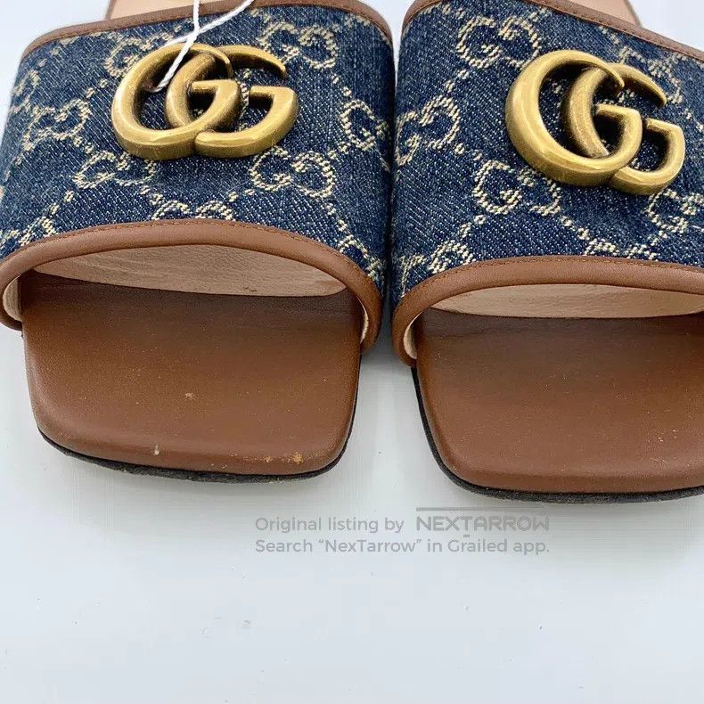 Gucci Gucci Dark blue logo jacquard casual slippers Size US 5.5 / IT 35.5 - 8 Thumbnail