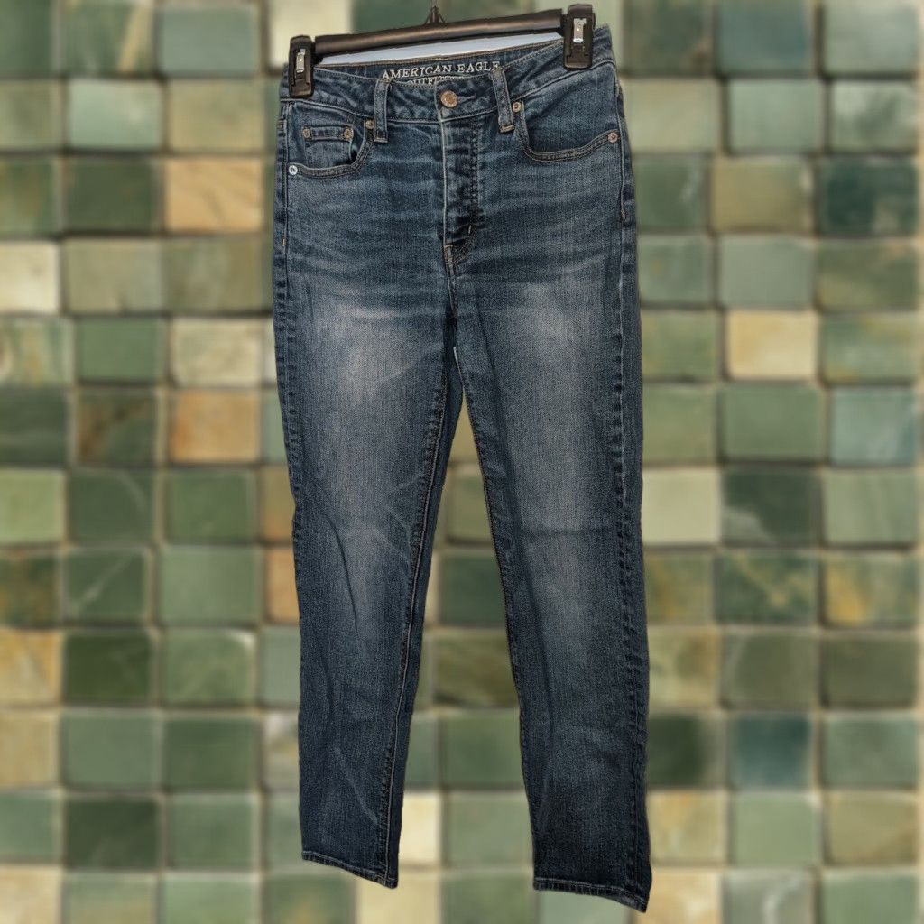 American Eagle Outfitters VINTAGE American Eagle Outfitters Jeans Crop Cropped High Rise Skinny 0 Womens 24 Inseam 25 Blue Denim 99% cotton 1% elastane N/A Size 25" / US 0 / IT 36 - 1 Thumbnail