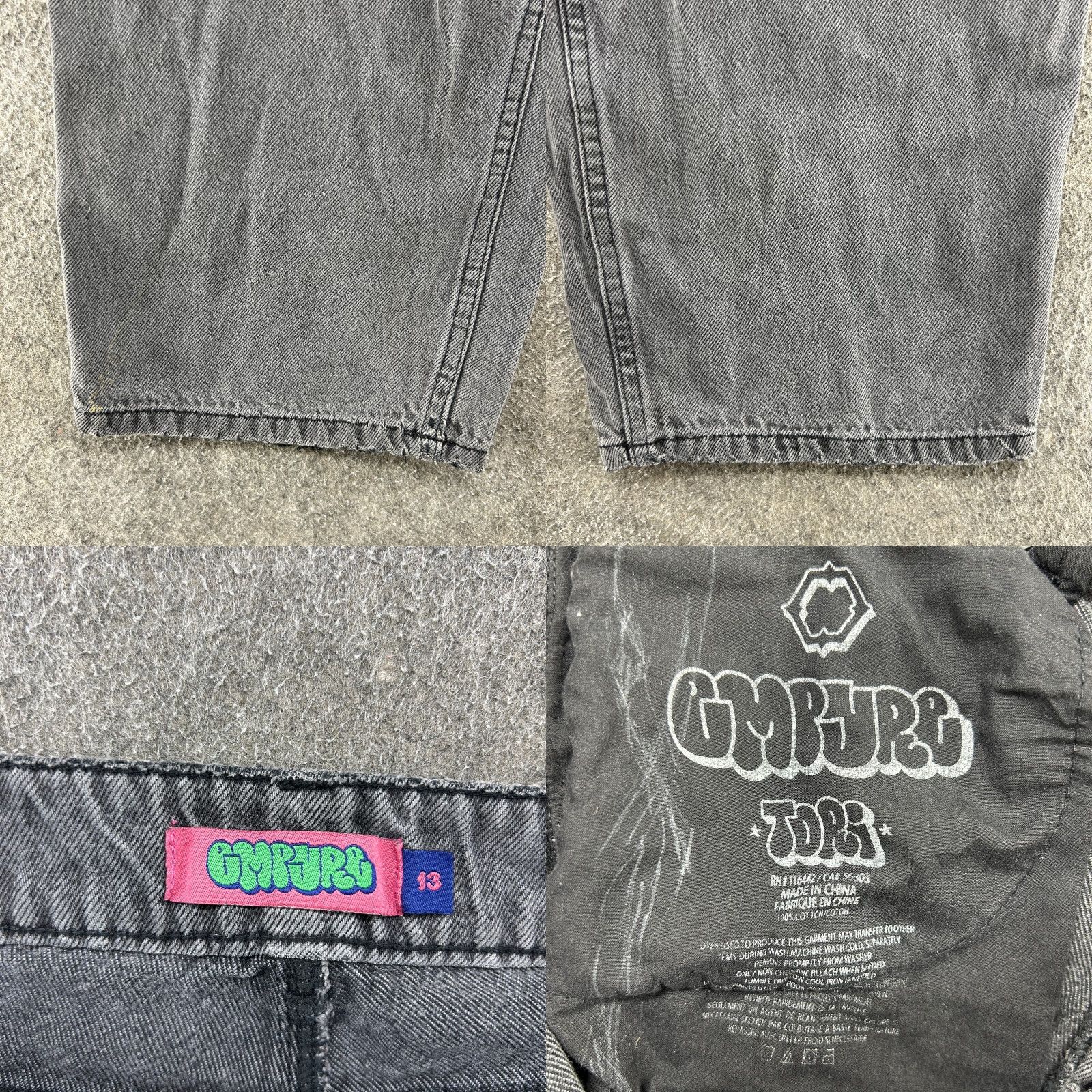 Empyre Empyre Jeans Womens 13 Black Carpenter Relaxed Straight Dark Wash Baggy Skater Size 24" / US 00 / IT 34 - 8 Thumbnail