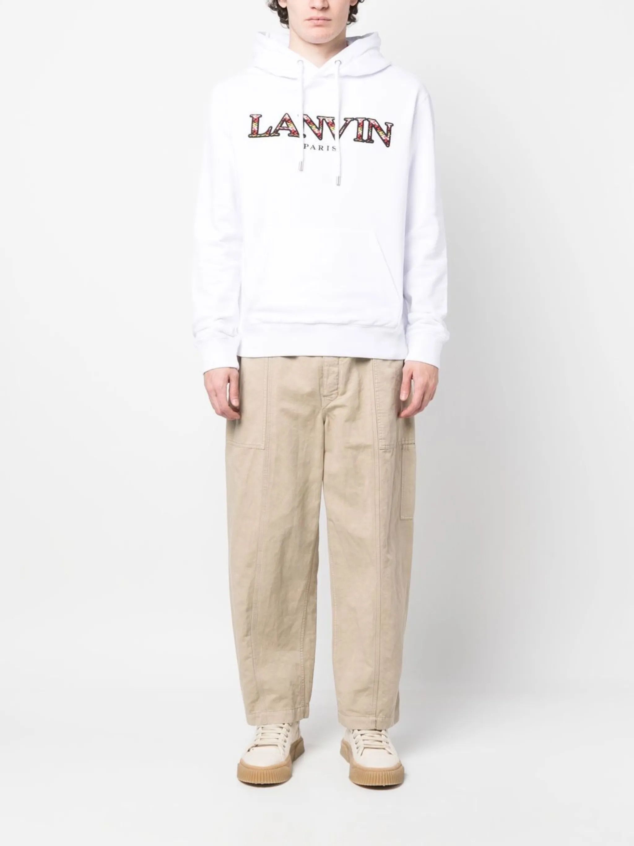 Lanvin o1y0225 Embroidered Logo Hoodie in White Size US M / EU 48-50 / 2 - 5 Thumbnail