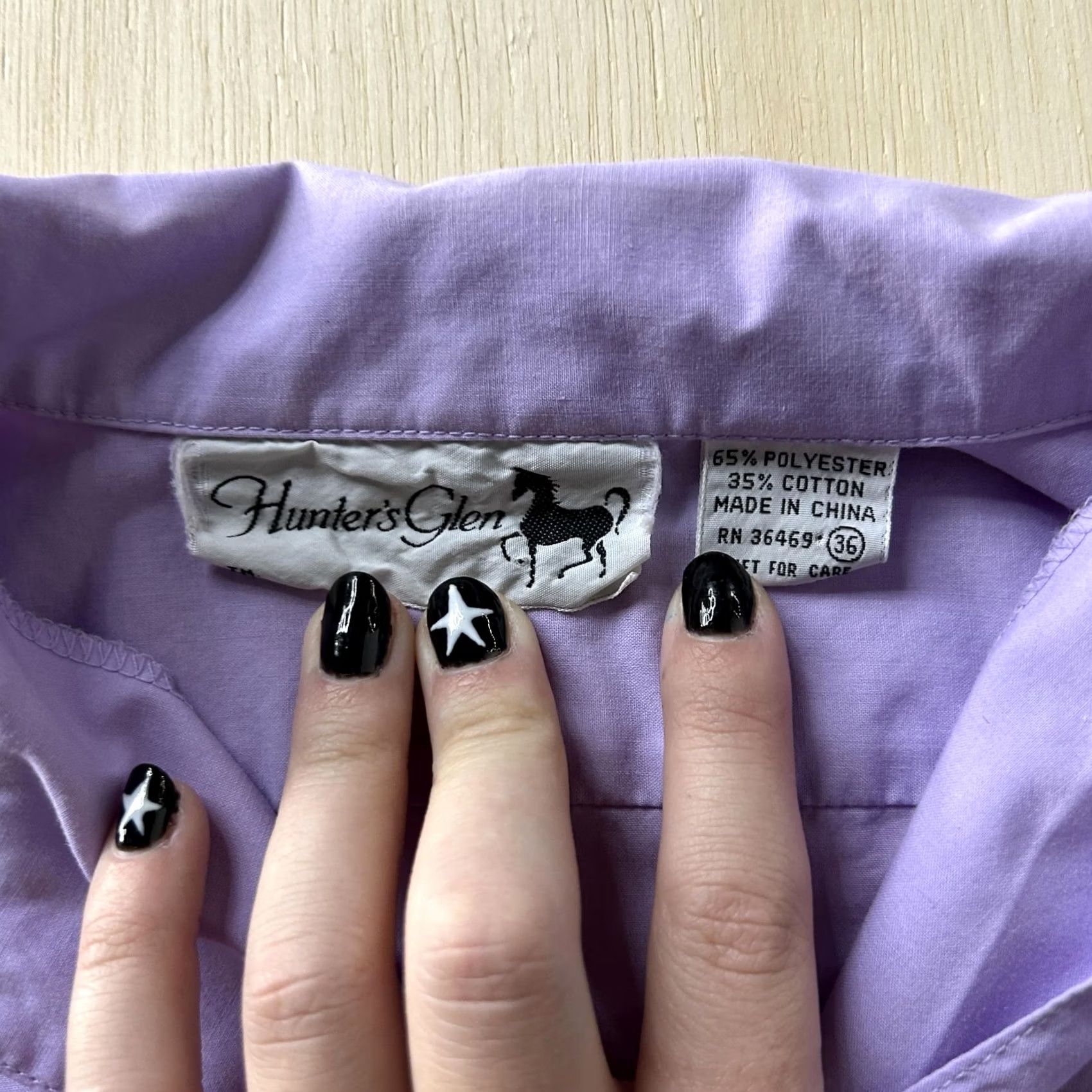Vintage Hunter's Glen Shirt Womens 36 Purple Solid Short Sleeve Button-Up Collared Top Size XS / US 0-2 / IT 36-38 - 3 Thumbnail