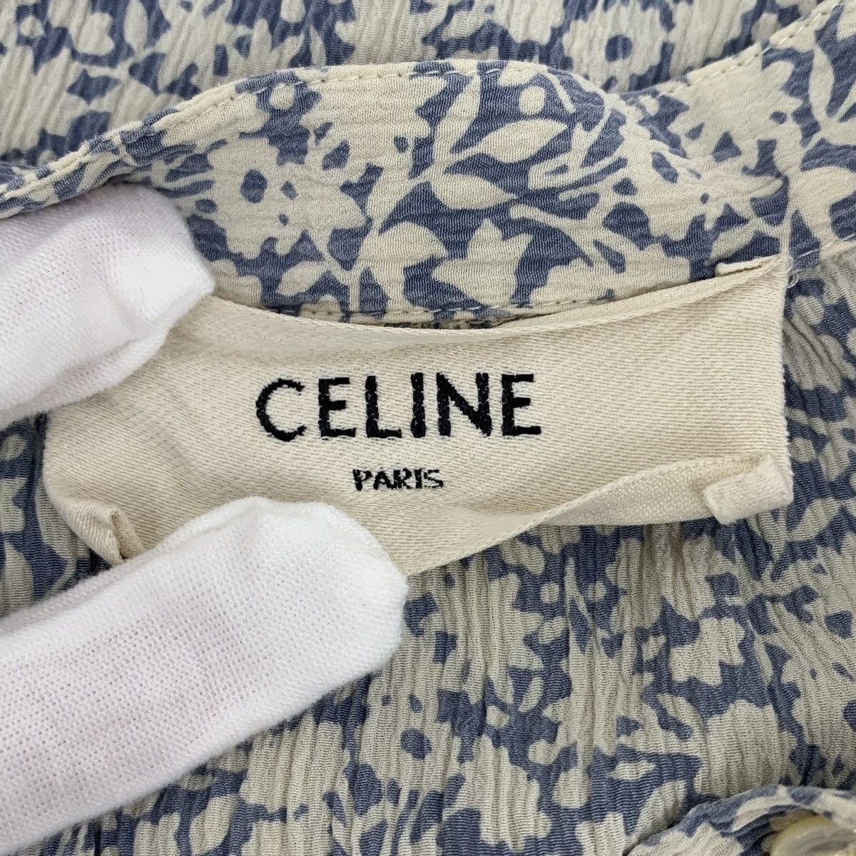 Celine Celine All-over Floral Print Silk Short Sleeve Dress K26WX Size XXS / US 00 / IT 34 - 6 Thumbnail