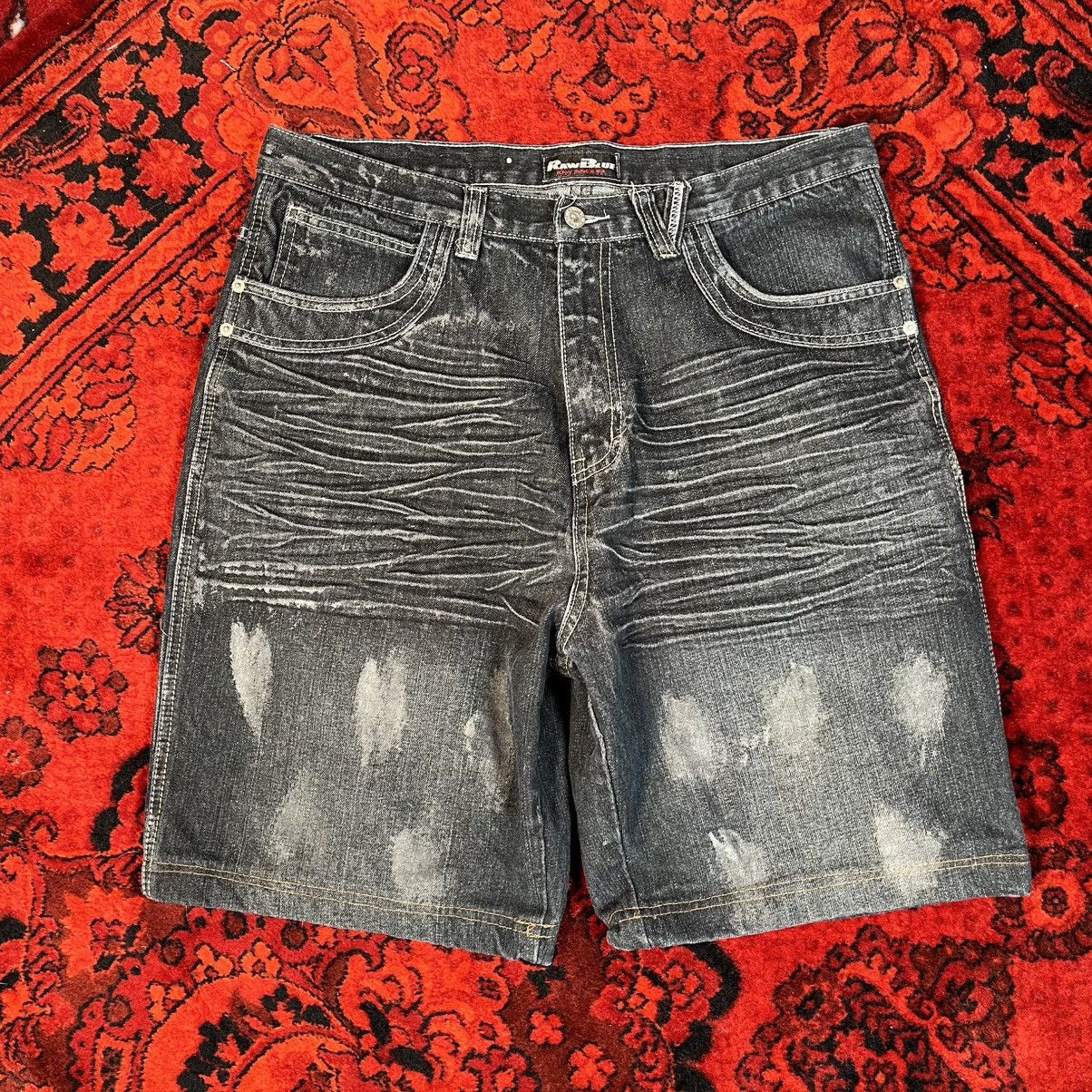 Other Wide Straight Rap Street Style Y2K SK8 Raw Blue Shorts Size US 32 / EU 48 - 2 Thumbnail