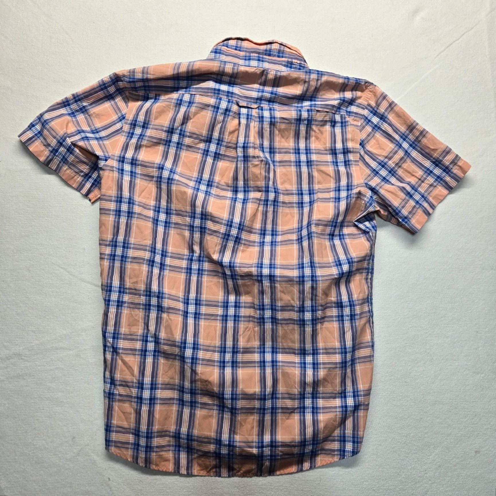 Izod VINTAGE IZOD Men's Short Sleeve Button-Up Shirt Plaid Blue Orange 100% Cotton Casual L Size US L / EU 52-54 / 3 - 7 Thumbnail