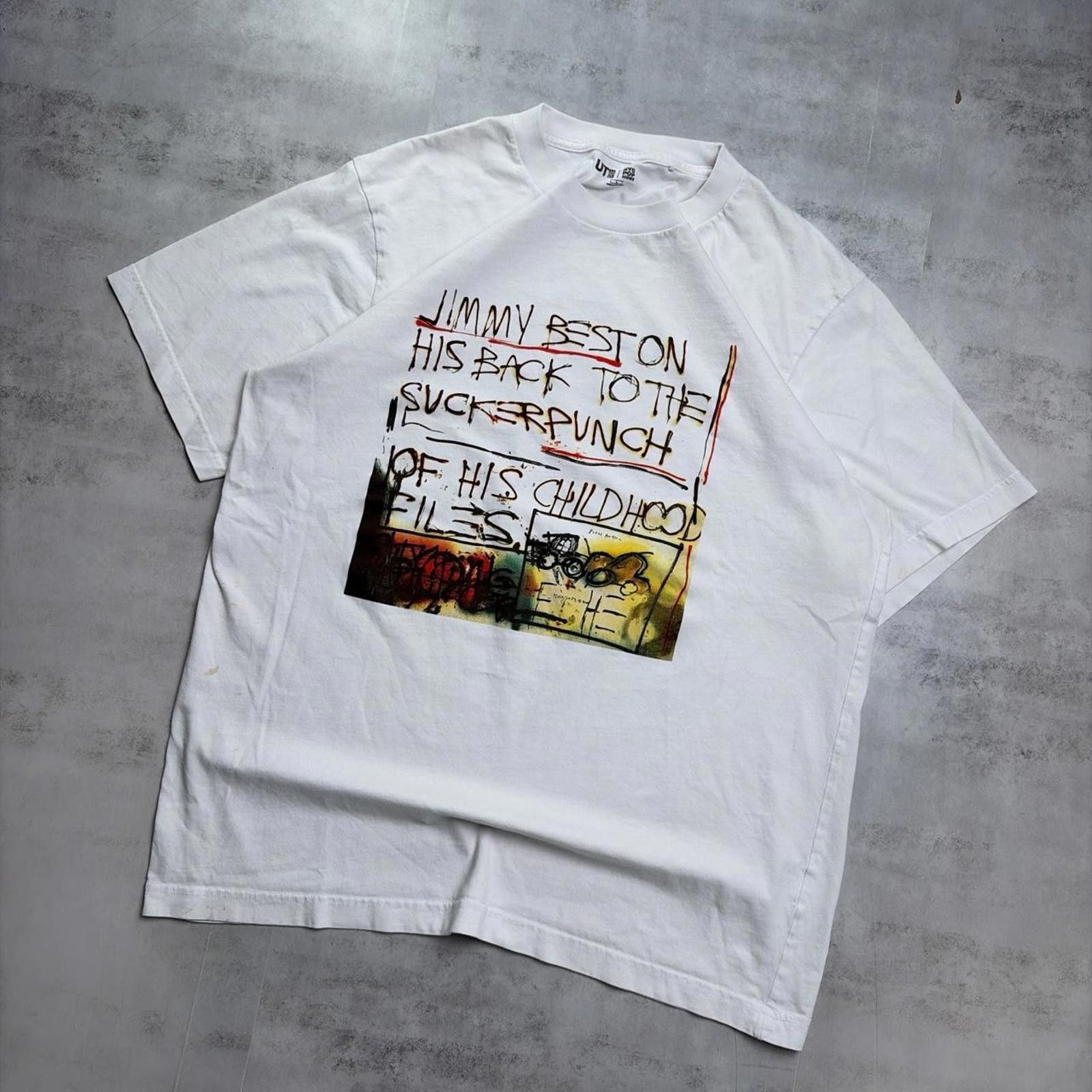 Uniqlo Y2K White Uniqlo UT Graphic Jean-Michel Basquiat Art T-Shirt Size US L / EU 52-54 / 3 - 2 Thumbnail