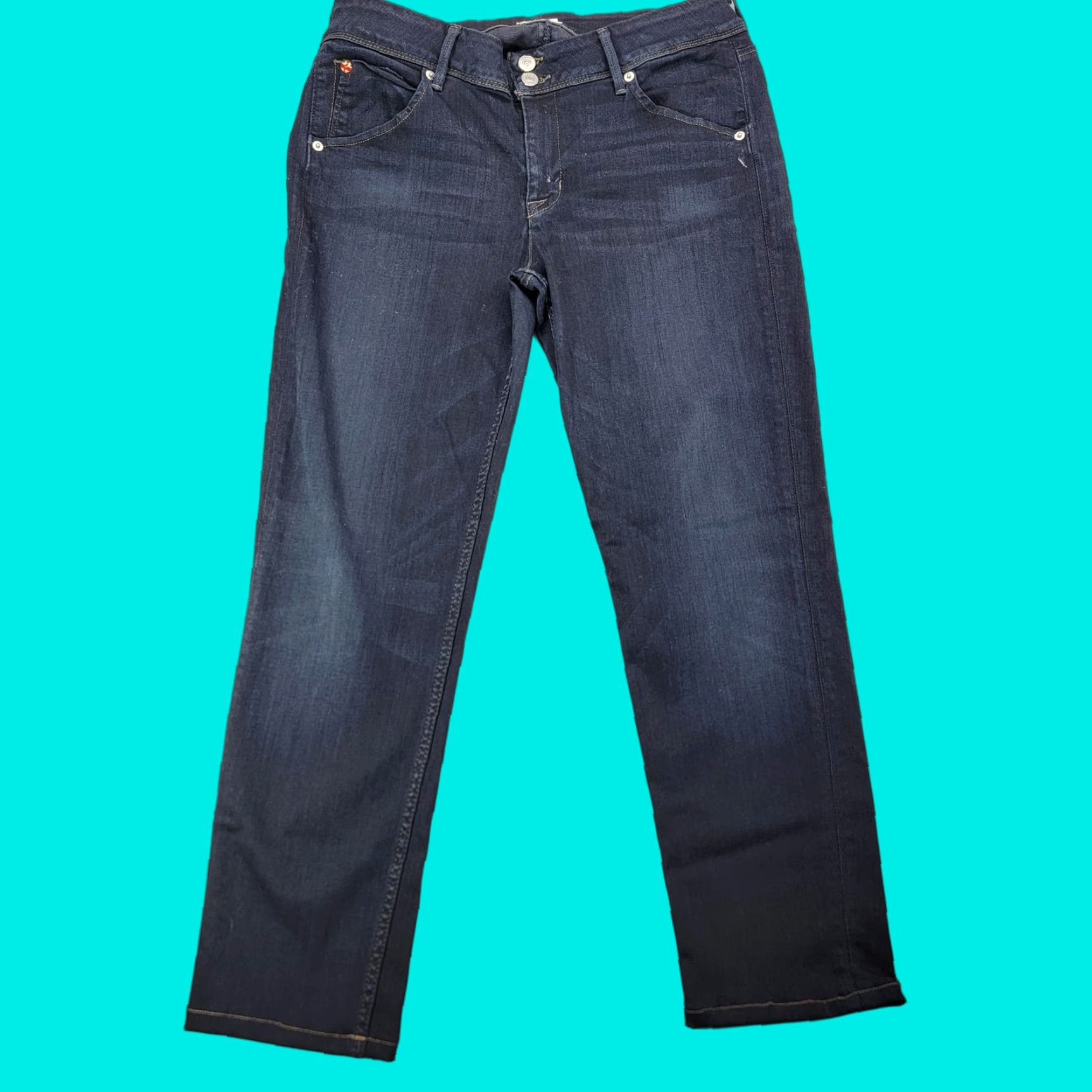 Hudson Hudson Jeans Womens 31 Skinny-Fit Flap Dark Wash Denim Cotton Polyester Spandex Zip Button Back Pockets Slim Jeans 92% Cotton Stretch Size 24" / US 00 / IT 34 - 1 Thumbnail