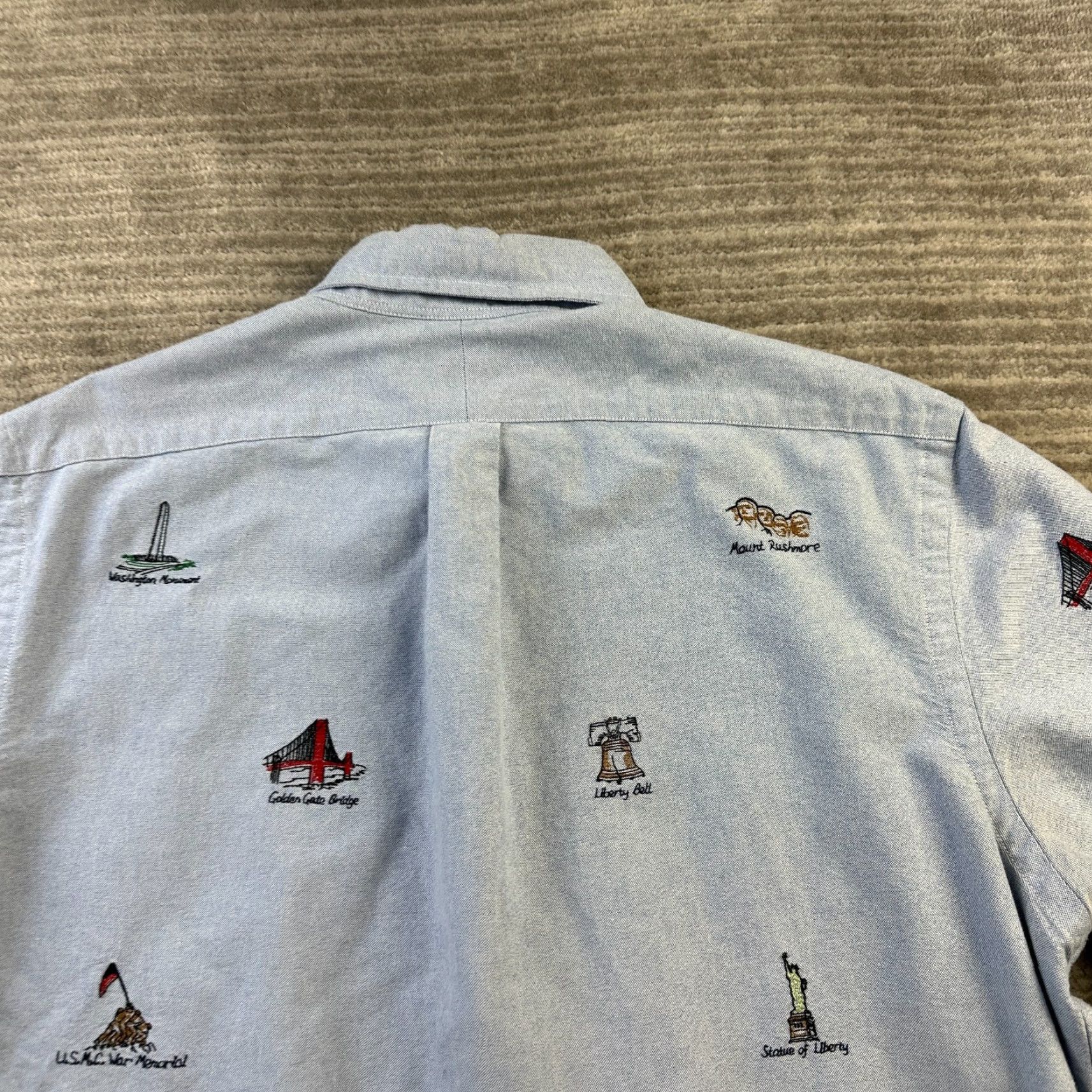 Polo Ralph Lauren Polo Ralph Lauren Shirt Mens Large Blue All Over Print Oxford USA Monuments Size US L / EU 52-54 / 3 - 5 Thumbnail