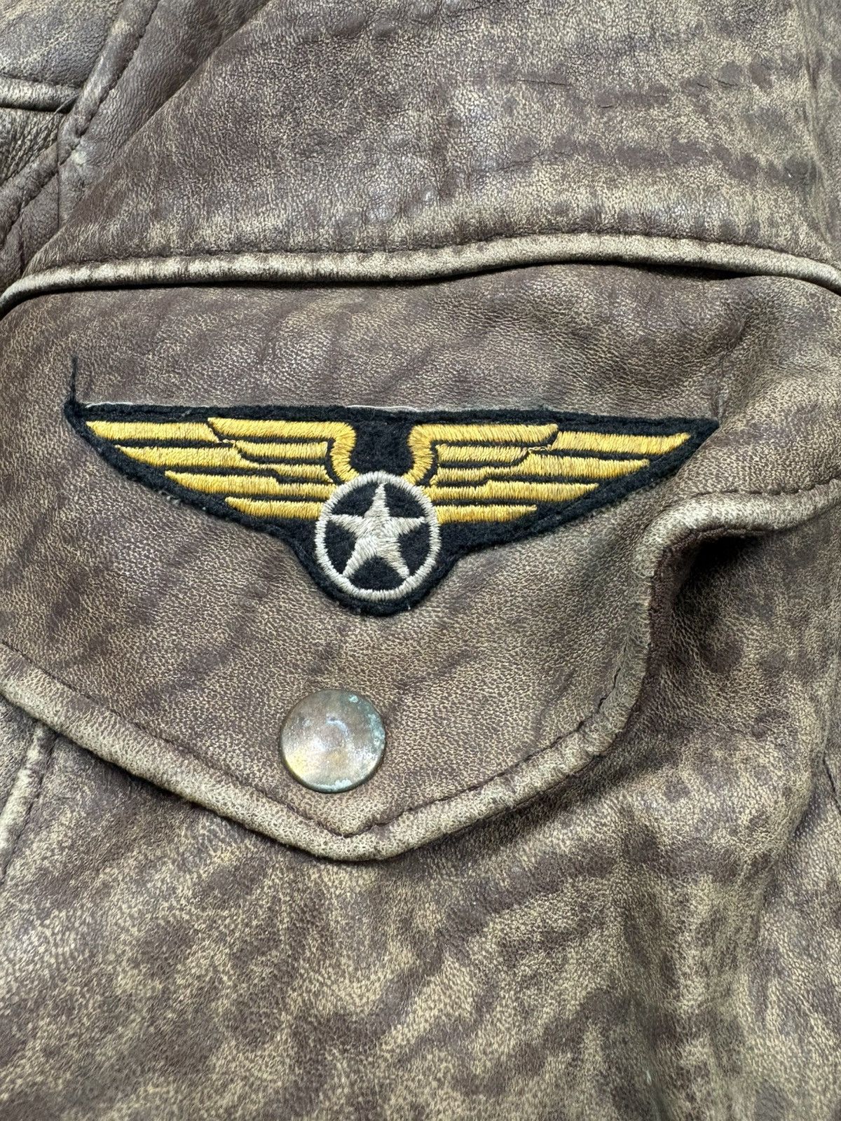 Leather Vintage A2 Distressed Leather Bomber Flight Jacket USA Patch Size US M / EU 48-50 / 2 - 19 Thumbnail