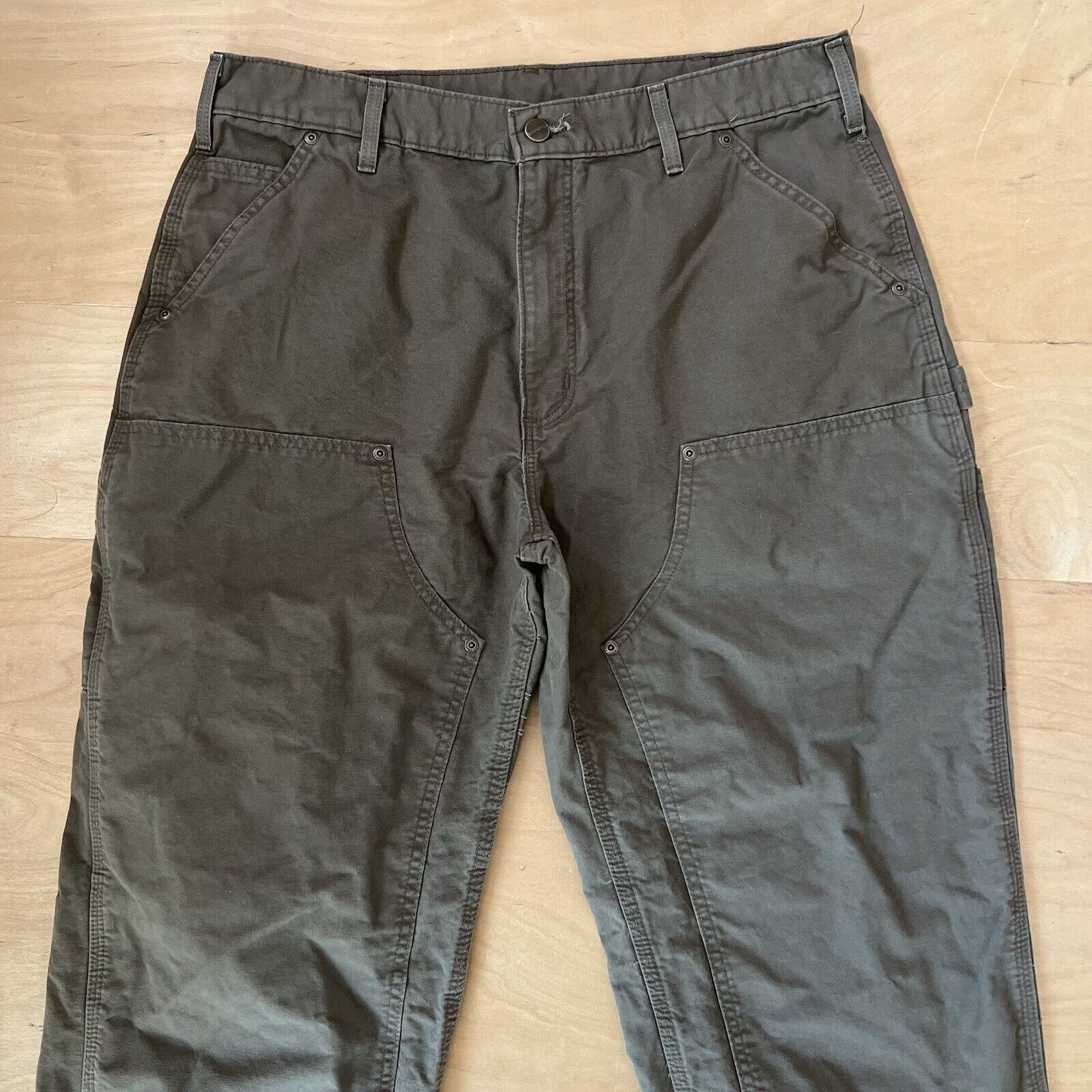 Carhartt × Vintage Vintage Carhartt Double Knee Pants 35 Dark Green Workwear Size US 35 - 3 Thumbnail