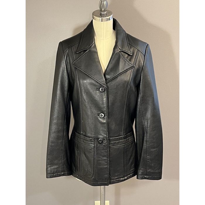 Vintage Wilson Pelle Studio Leather Jacket Women’s M Black 3-Button ...