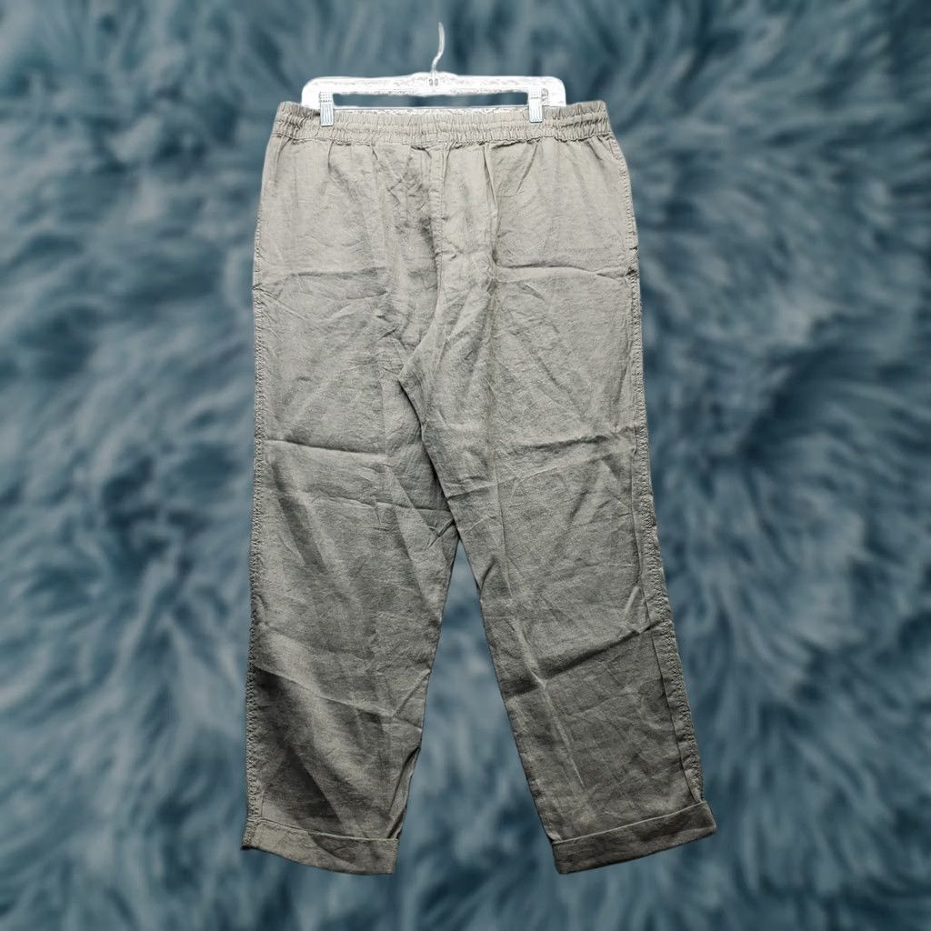 H&M H&M Womens Gray Linen Pants Pull-On Relaxed Fit Drawstring Waist Size L Size 36" / US 14 / IT 50 - 1 Thumbnail