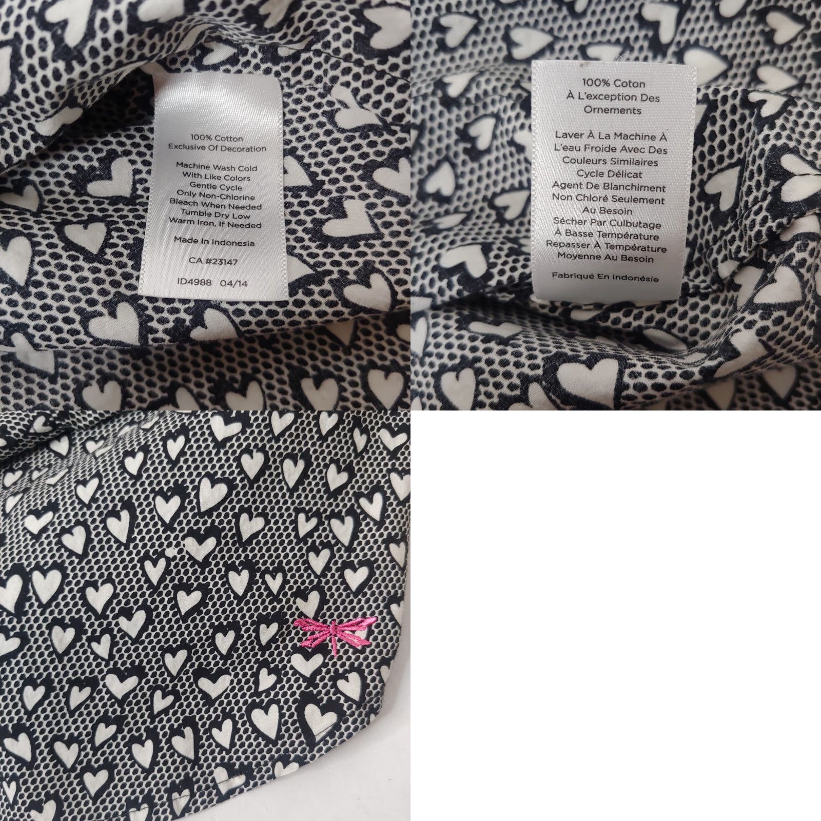 Talbots Talbots Women's Blouse Size 6 Long Sleeve Heart Pattern Black White Cotton Fall Spring Winter Size M / US 6-8 / IT 42-44 - 8 Thumbnail