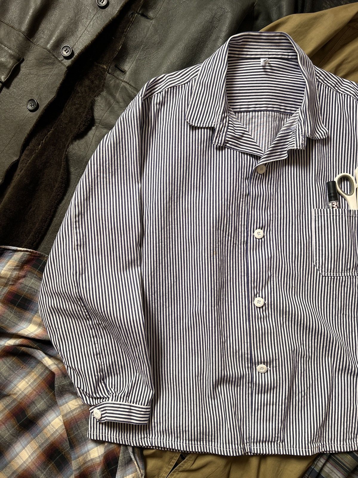 Le Laboureur Vintage Striped Workwear Chore Jacket Vetra Antique Robe Size US XL / EU 56 / 4 - 5 Thumbnail