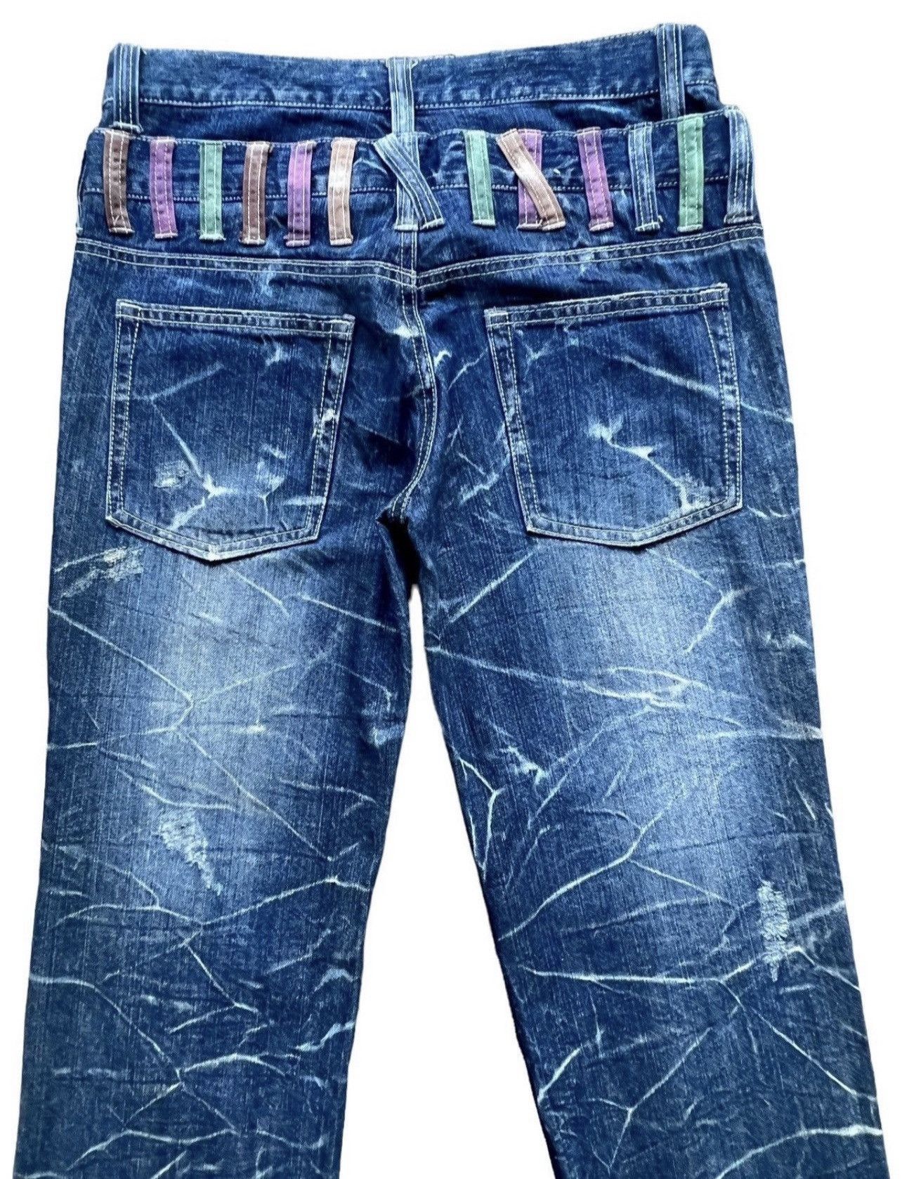 Japanese Brand Nylaus Double Waist Charcoal Distressed Denim Jeans 33x33 Size US 33 - 6 Thumbnail