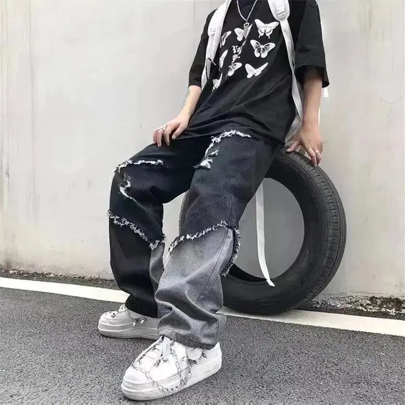 Japanese Brand Baggy Distressed patchwork jeans denim y2k vintage Size US 32 / EU 48 - 2 Thumbnail