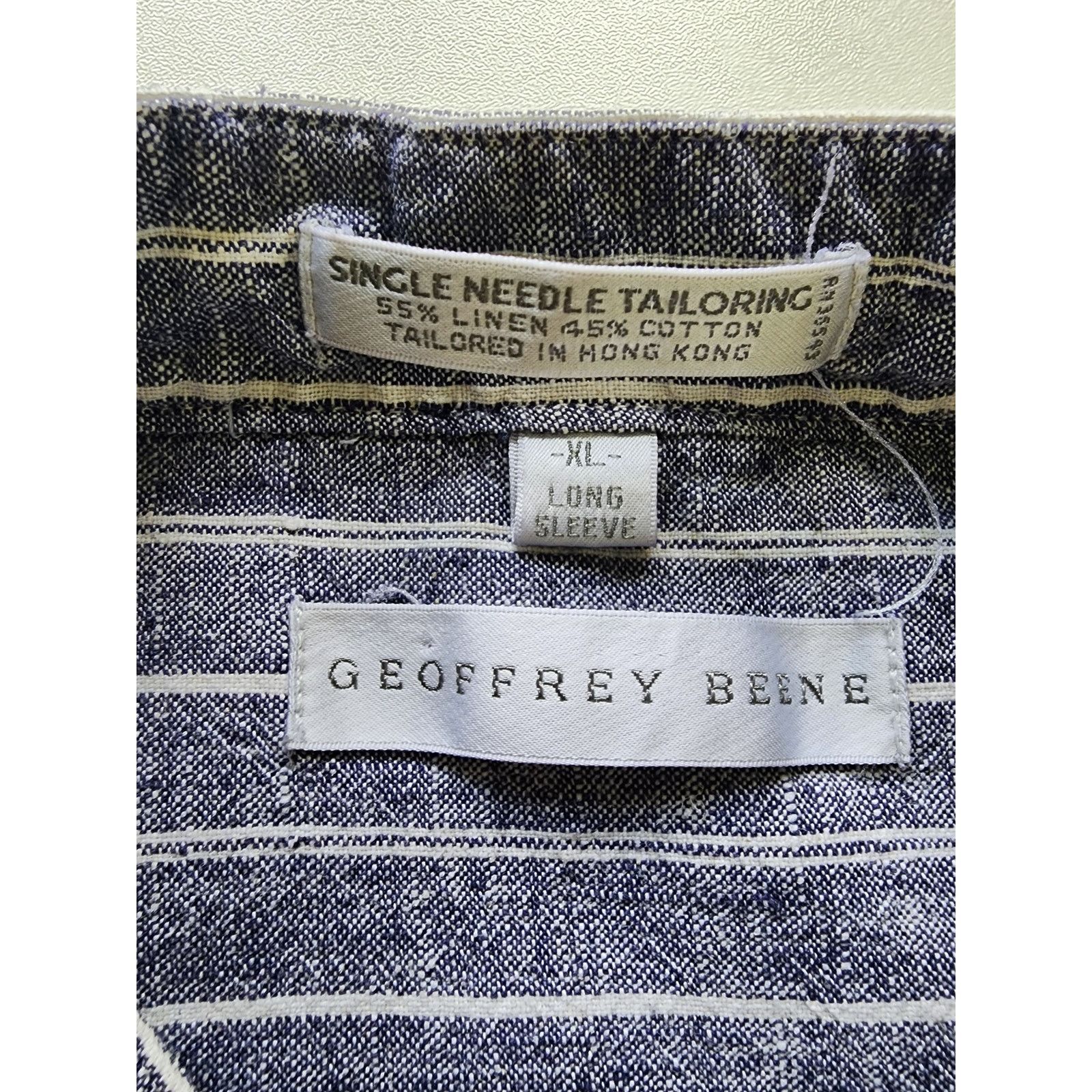 Geoffrey Beene Geoffrey Beene Button Down Dress Shirt XL Blue/White Stipe Size US XL / EU 56 / 4 - 4 Thumbnail