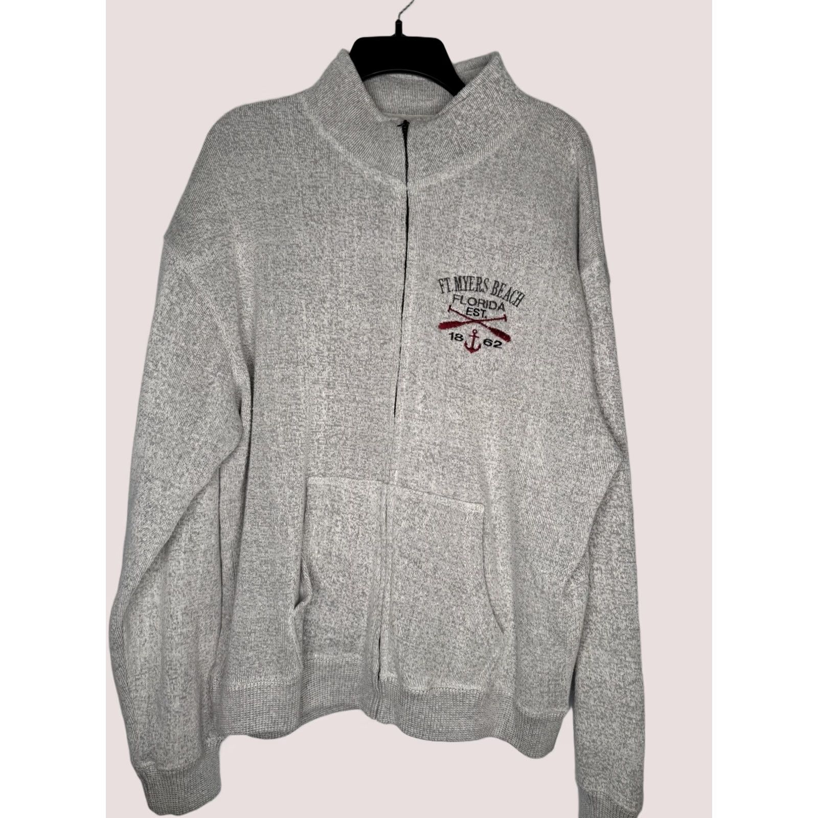 Vintage Racwear Sweatshirt Full Zip Jacket 2XL Men Ft Myers Beach Logo Gray Size US XXL / EU 58 / 5 - 1 Thumbnail