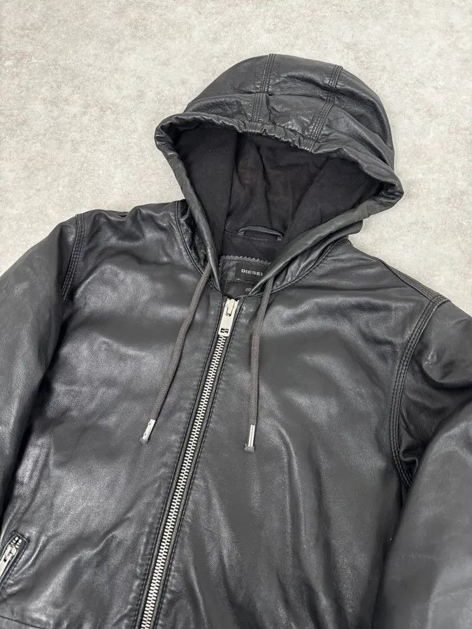 Diesel 2000s Diesel Black Mafia Leather Hooded Jacket Size US M / EU 48-50 / 2 - 5 Thumbnail