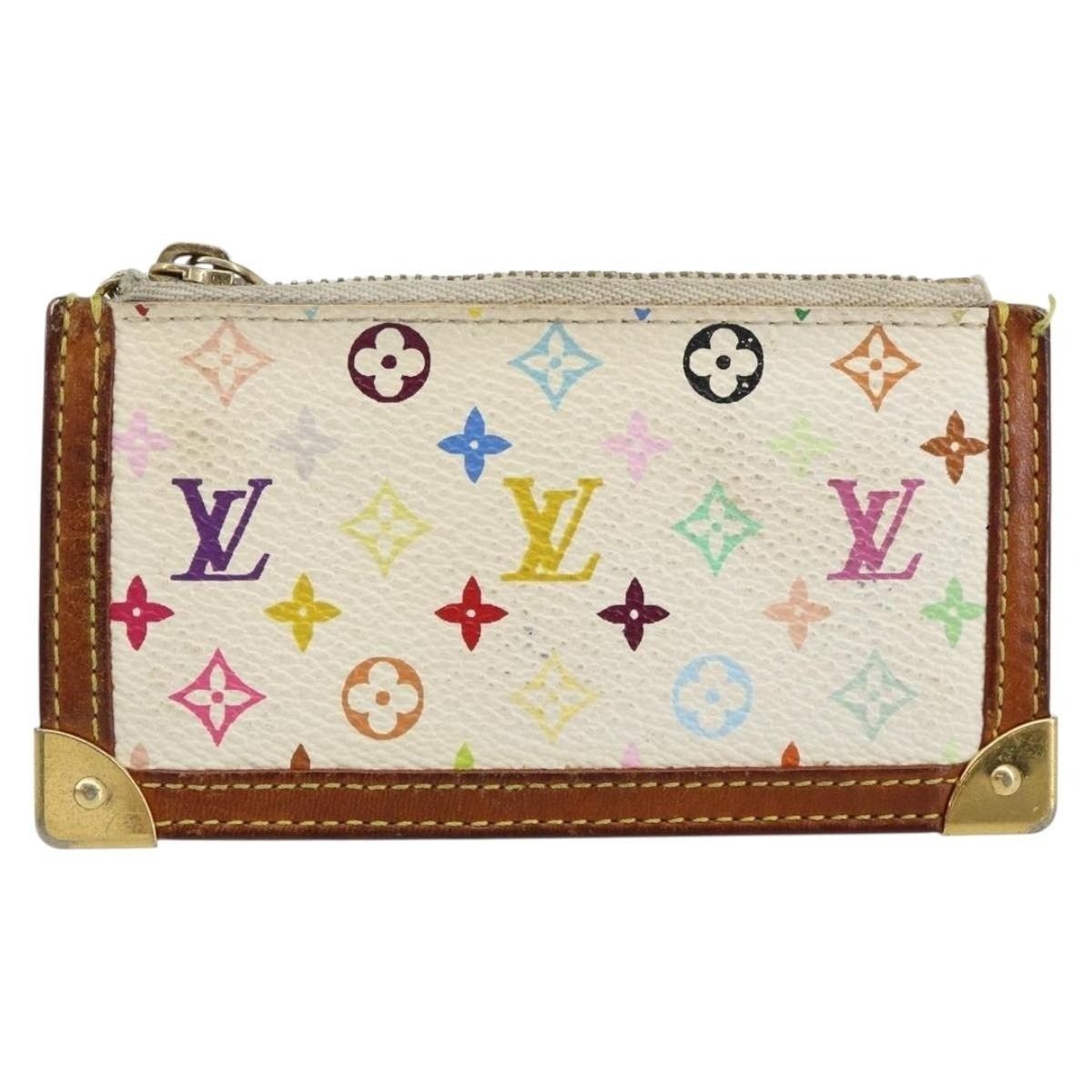 Louis Vuitton Monogram Multicolor Pochette Cles Coin Purse in White, Women's