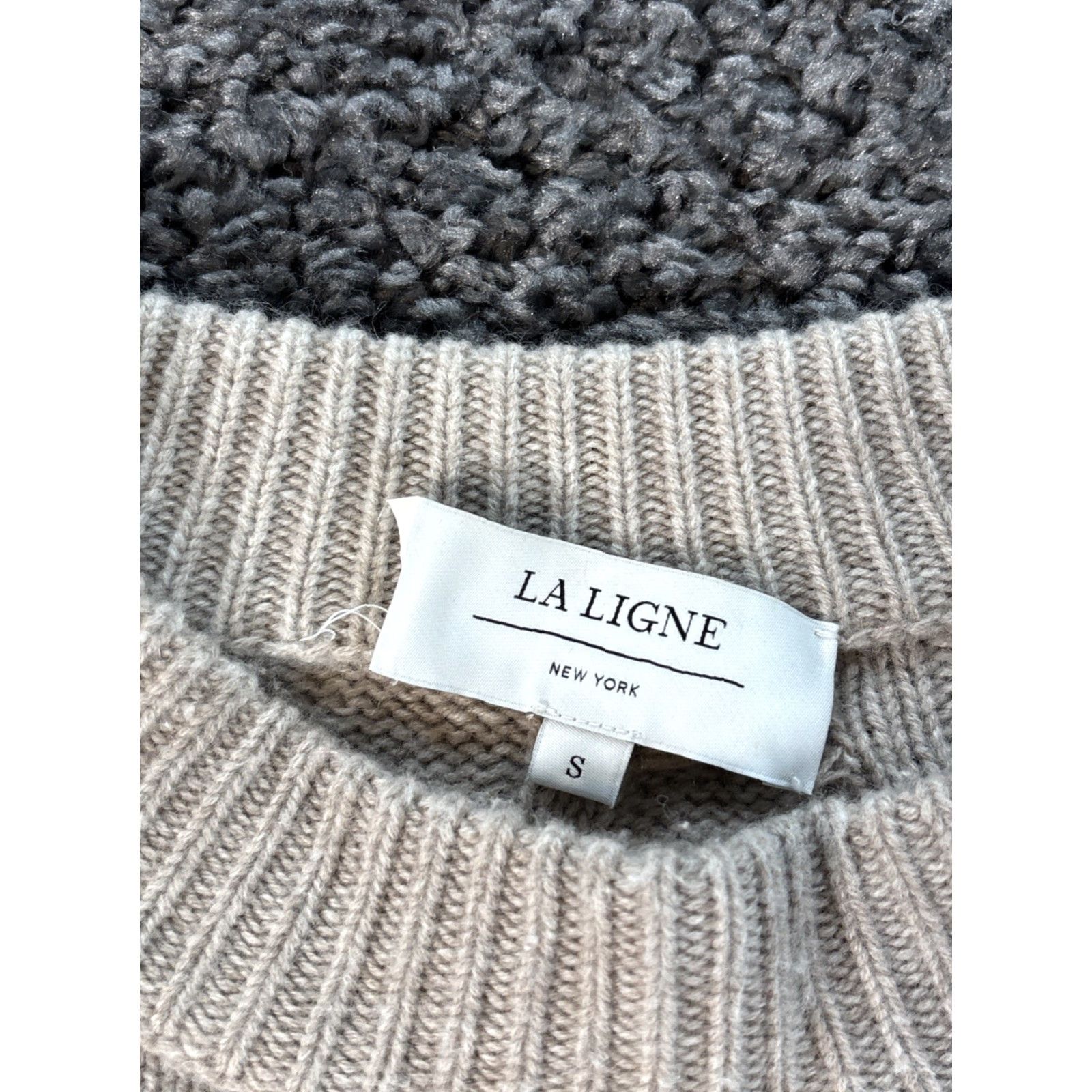 La Ligne La Ligne Sweater Womens Small Wool Cashmere Striped Beige Cable Knit Chunky Size S / US 4 / IT 40 - 4 Thumbnail
