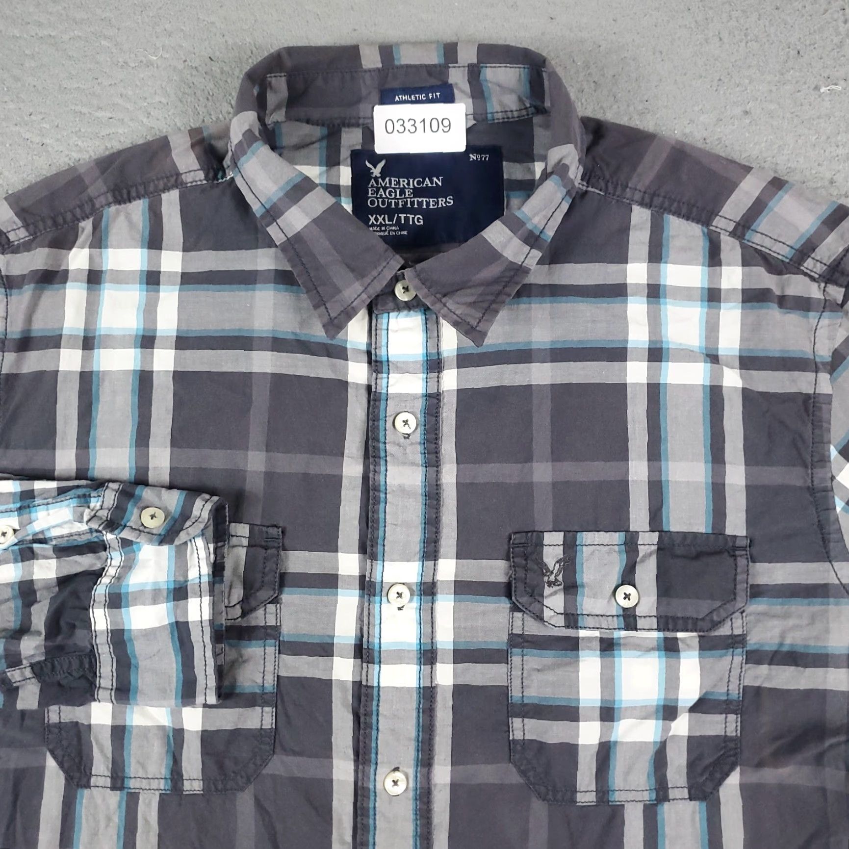 American Eagle Outfitters American Eagle Men's 2XL Gray Plaid Button-Up Long Sleeve Shirt Casual Size US XXL / EU 58 / 5 - 2 Thumbnail