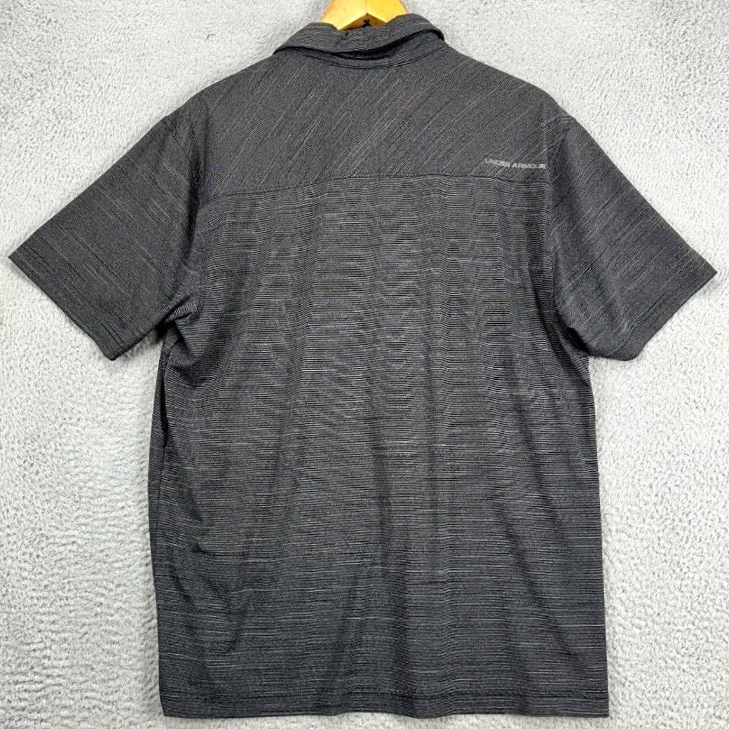 Under Armour Under Armour Polo Shirt Mens Large Grey Black Stripes Golf Rugby Heat Gear Size US L / EU 52-54 / 3 - 3 Thumbnail